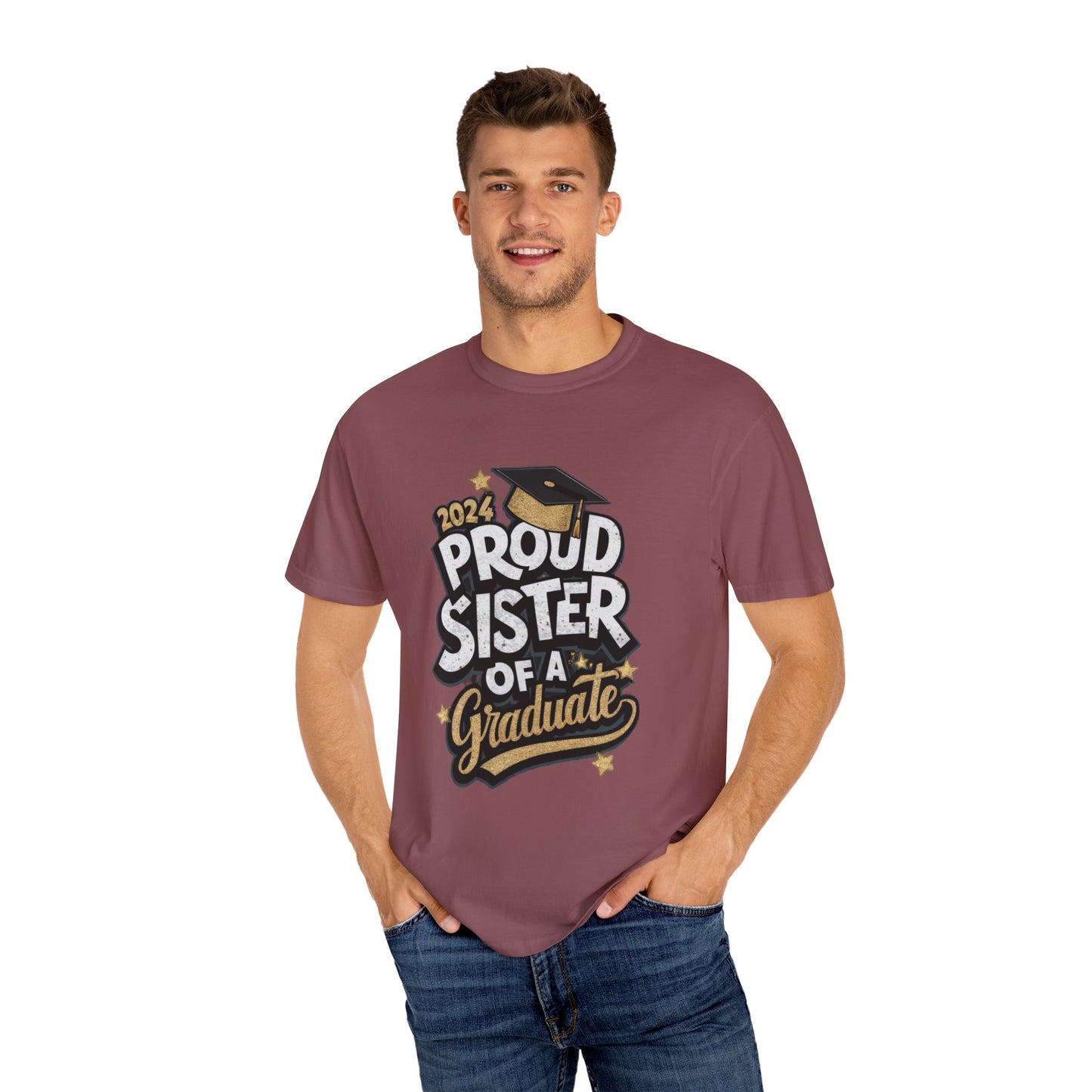 Proud Sister of a 2024 Graduate Unisex Garment-dyed T-shirt Cotton Funny Humorous Graphic Soft Premium Unisex Men Women Brick T-shirt Birthday Gift-30