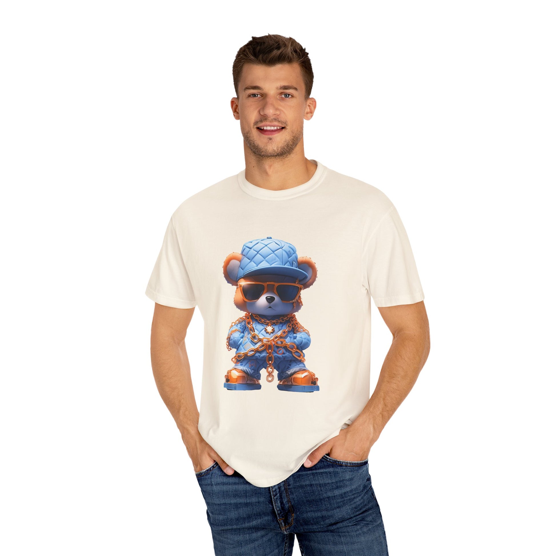 Hip Hop Teddy Bear Graphic Unisex Garment-dyed T-shirt Cotton Funny Humorous Graphic Soft Premium Unisex Men Women Ivory T-shirt Birthday Gift-45