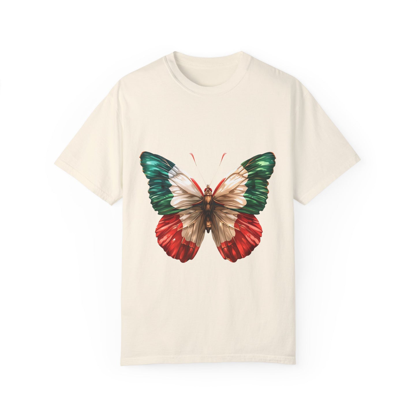 Mexico Flag Butterfly Graphic Unisex Garment Dyed T-shirt Cotton Funny Humorous Graphic Soft Premium Unisex Men Women Ivory T-shirt Birthday Gift-10