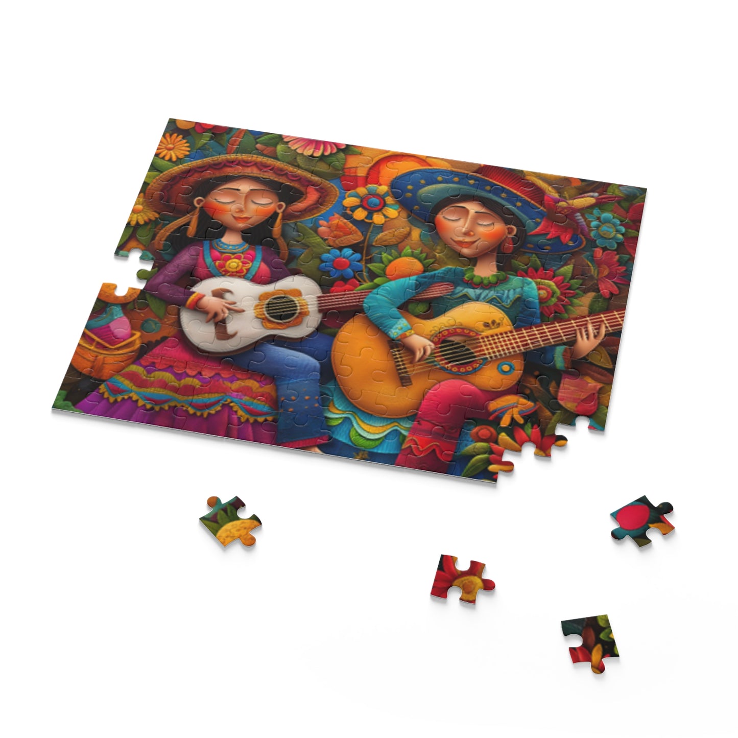 Mexican Art Couple With Guitar Jigsaw Puzzle Adult Birthday Business Jigsaw Puzzle Gift for Him Funny Humorous Indoor Outdoor Game Gift For Her Online-7