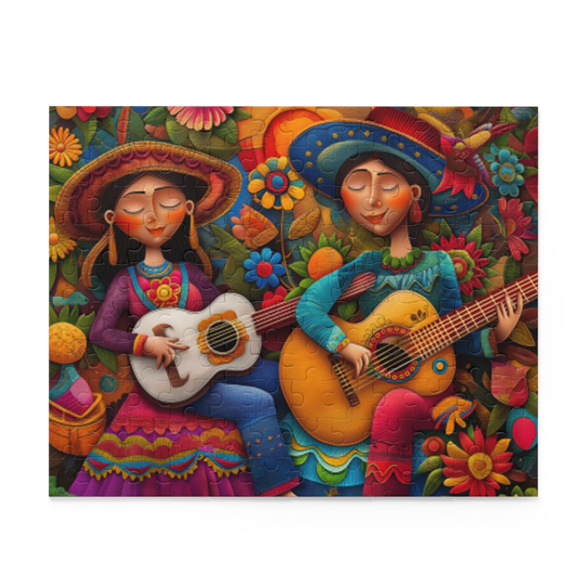 Mexican Art Couple With Guitar Jigsaw Puzzle Adult Birthday Business Jigsaw Puzzle Gift for Him Funny Humorous Indoor Outdoor Game Gift For Her Online-2