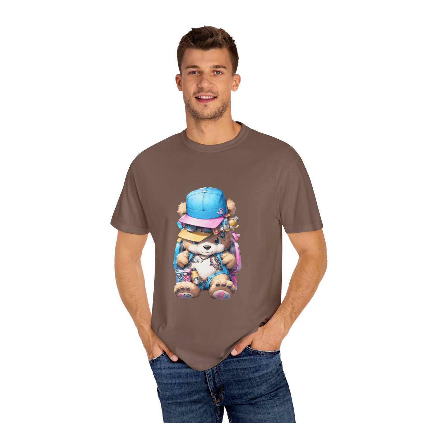 Hip Hop Teddy Bear Graphic Unisex Garment-dyed T-shirt Cotton Funny Humorous Graphic Soft Premium Unisex Men Women Espresso T-shirt Birthday Gift-60