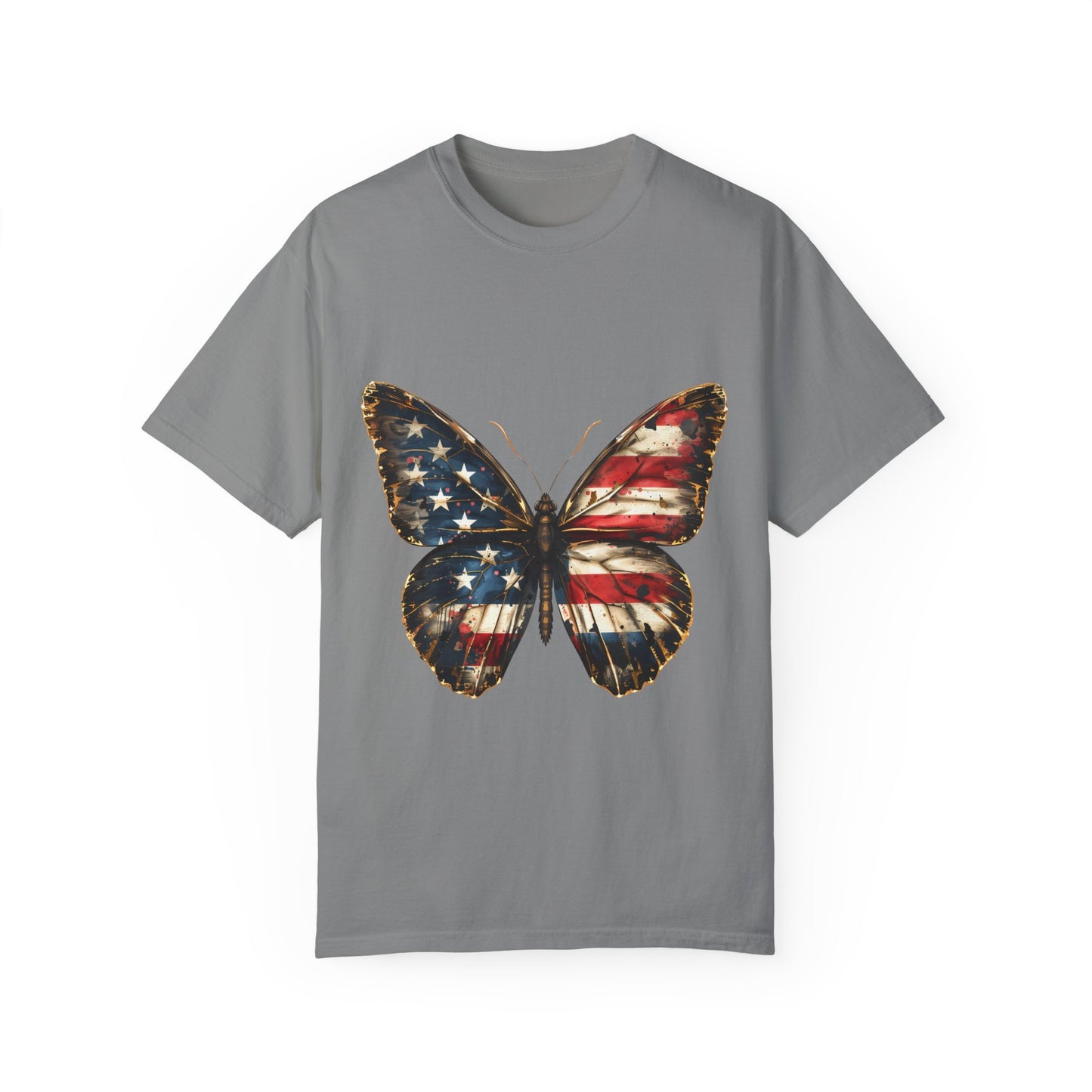 American Flag Butterfly Graphic Unisex Garment Dyed T-shirt Cotton Funny Humorous Graphic Soft Premium Unisex Men Women Granite T-shirt Birthday Gift-4