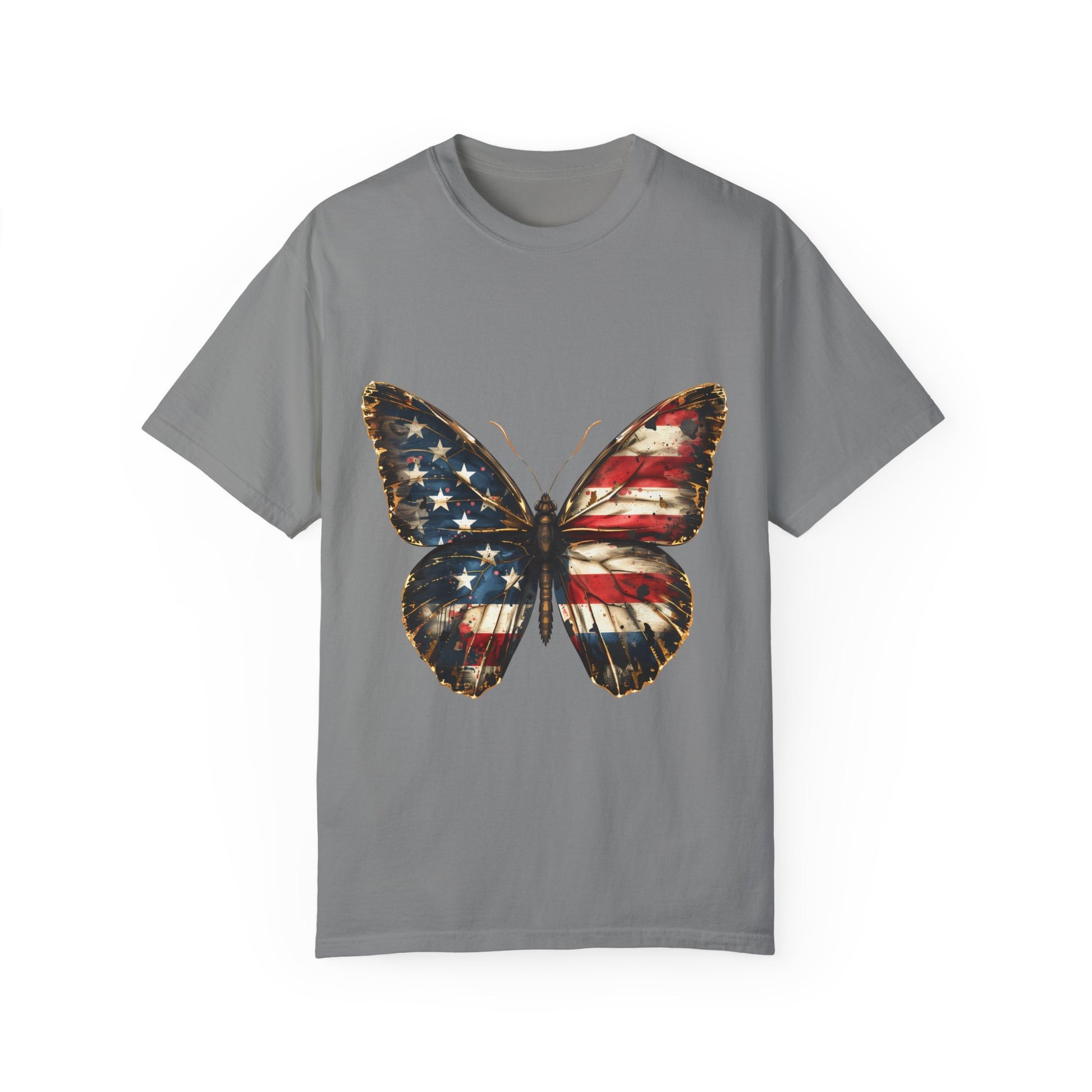 American Flag Butterfly Graphic Unisex Garment Dyed T-shirt Cotton Funny Humorous Graphic Soft Premium Unisex Men Women Granite T-shirt Birthday Gift-4