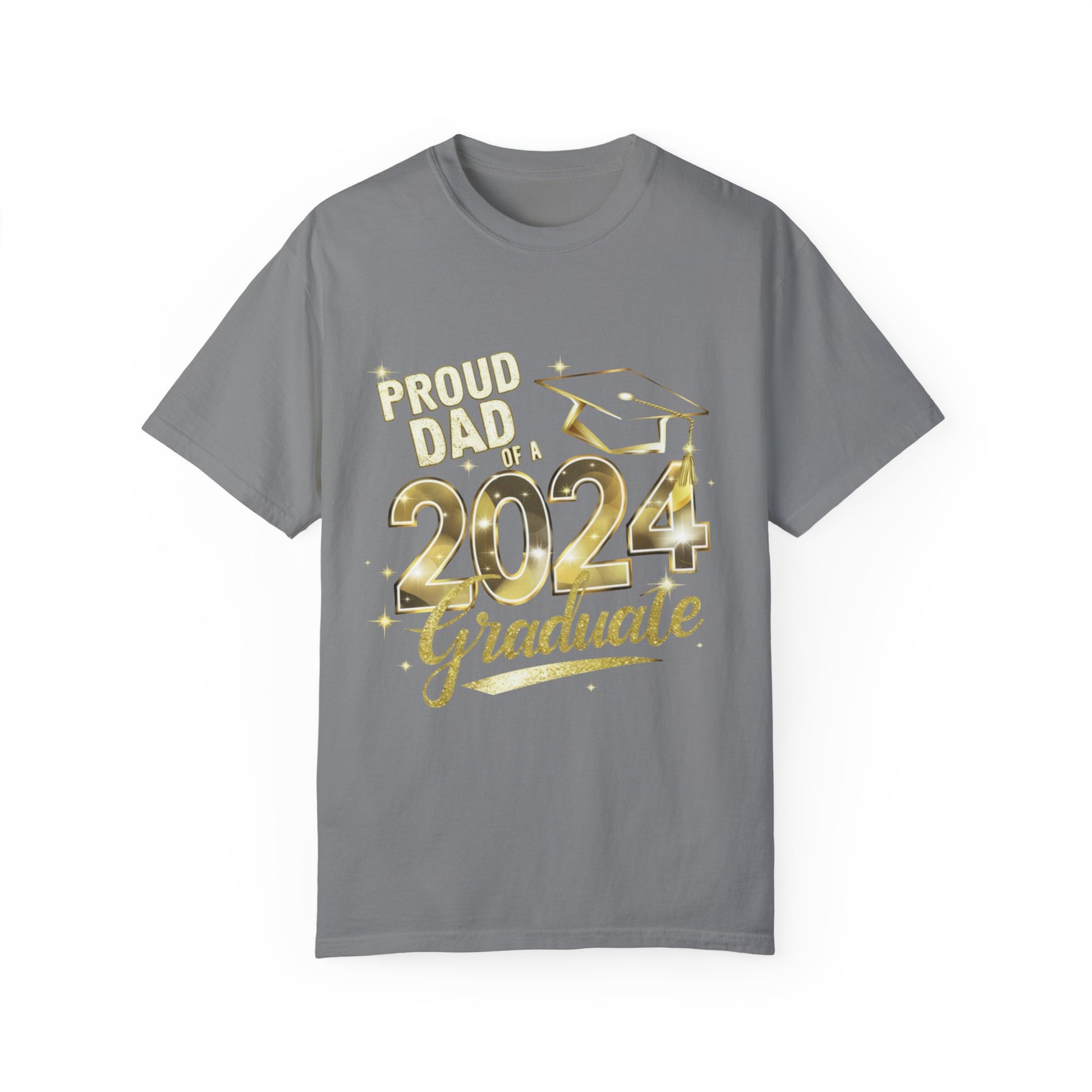 Proud of Dad 2024 Graduate Unisex Garment-dyed T-shirt Cotton Funny Humorous Graphic Soft Premium Unisex Men Women Grey T-shirt Birthday Gift-9