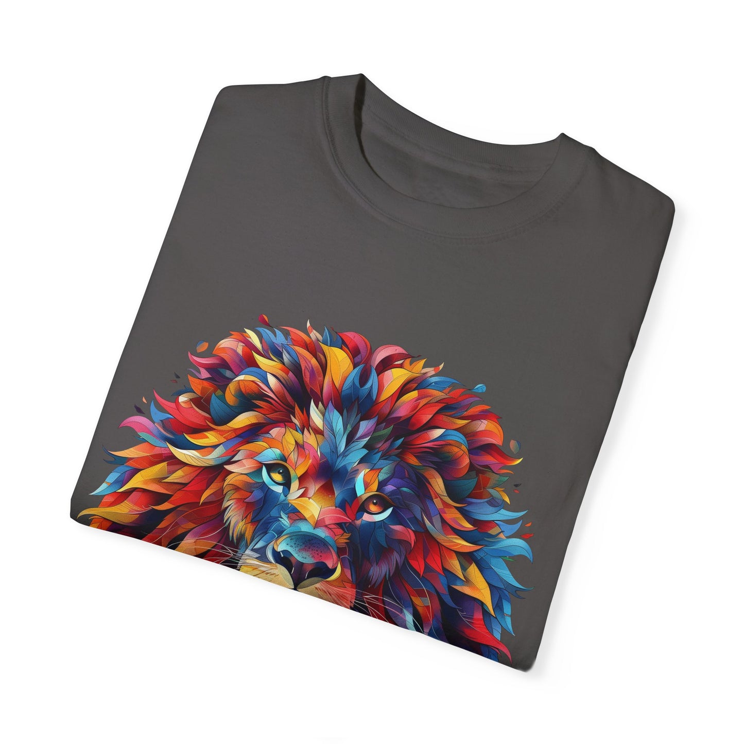 Lion Head Cool Graphic Design Novelty Unisex Garment-dyed T-shirt Cotton Funny Humorous Graphic Soft Premium Unisex Men Women Graphite T-shirt Birthday Gift-38