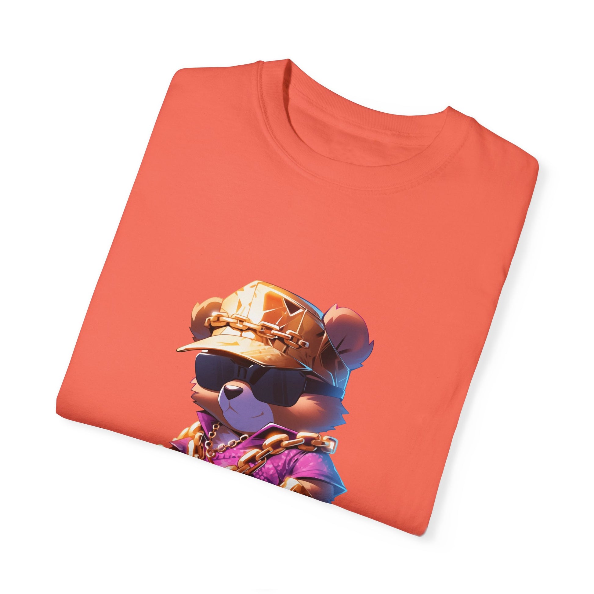 Hip Hop Teddy Bear Graphic Unisex Garment-dyed T-shirt Cotton Funny Humorous Graphic Soft Premium Unisex Men Women Bright Salmon T-shirt Birthday Gift-32