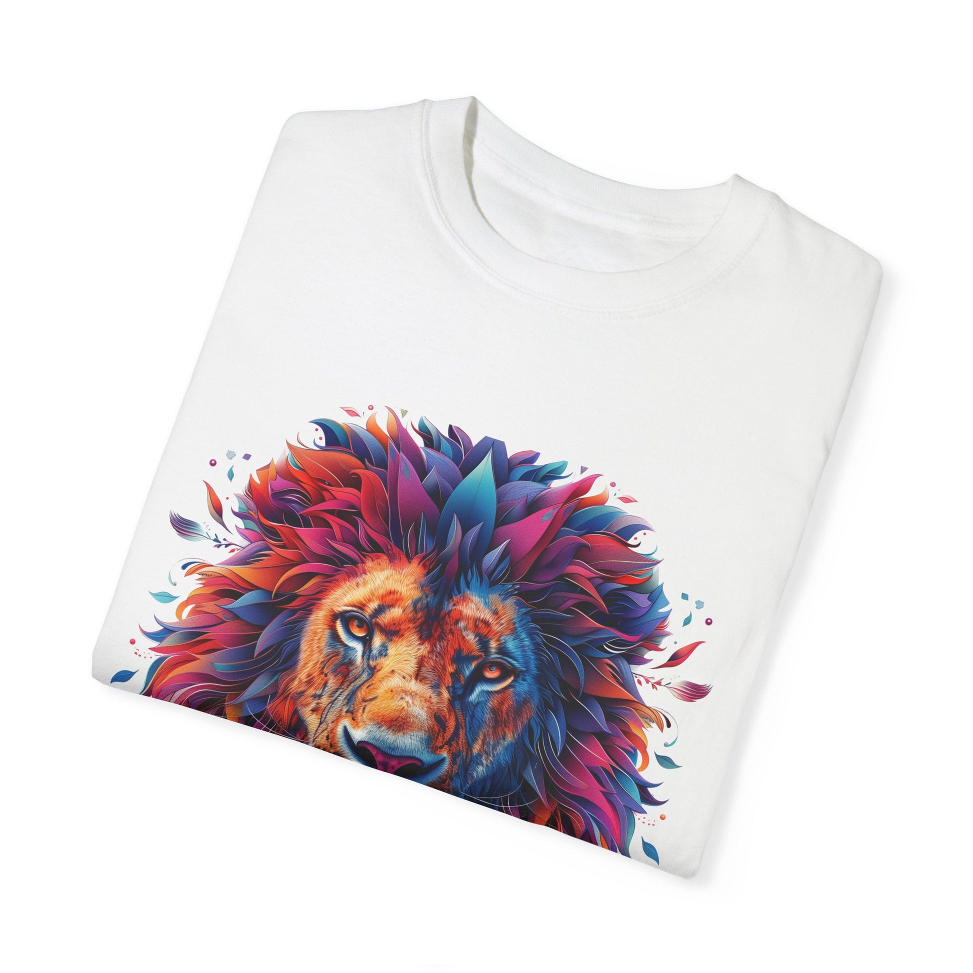 Lion Head Cool Graphic Design Novelty Unisex Garment-dyed T-shirt Cotton Funny Humorous Graphic Soft Premium Unisex Men Women White T-shirt Birthday Gift-23