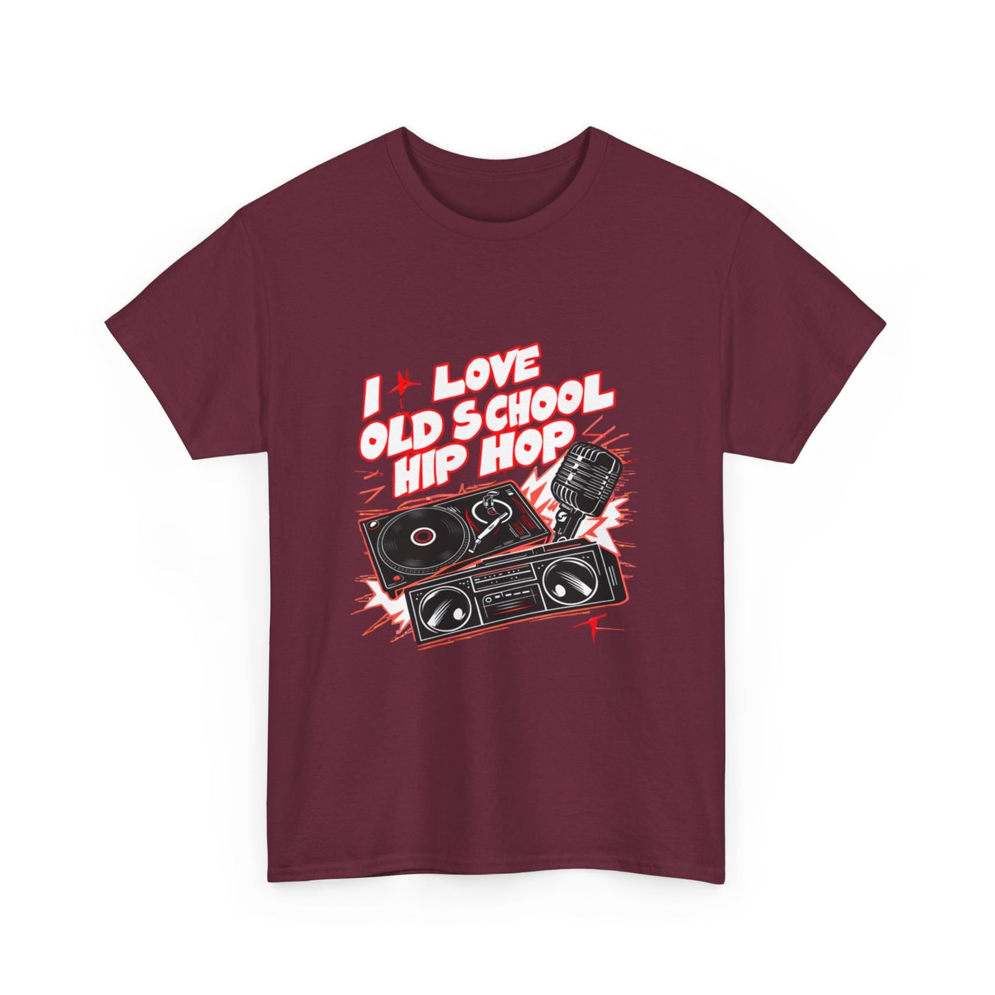 I Love Old School Hip Hop Urban Graphic Unisex Heavy Cotton Tee Cotton Funny Humorous Graphic Soft Premium Unisex Men Women Maroon T-shirt Birthday Gift-27