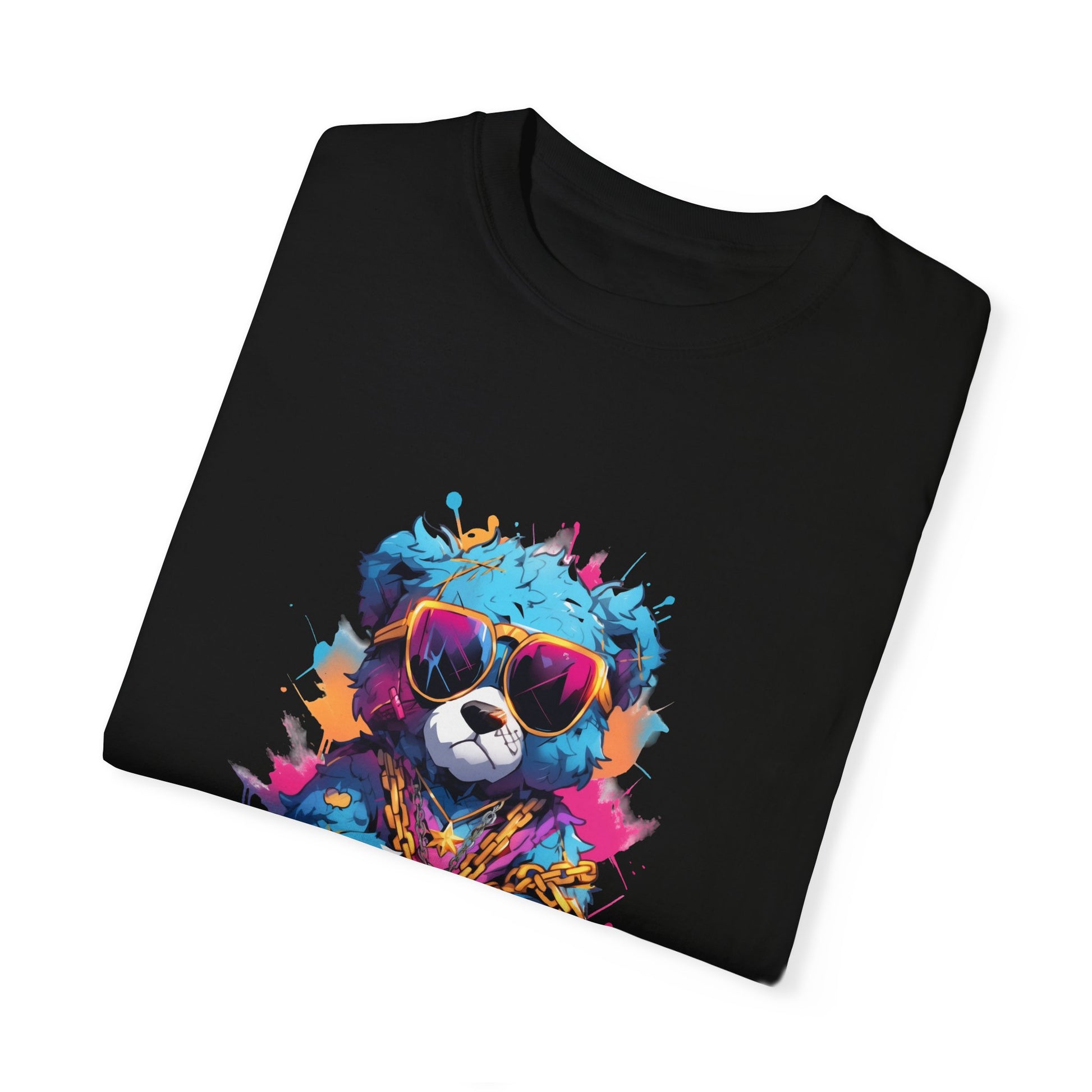 Hip Hop Teddy Bear Graphic Unisex Garment-dyed T-shirt Cotton Funny Humorous Graphic Soft Premium Unisex Men Women Black T-shirt Birthday Gift-17