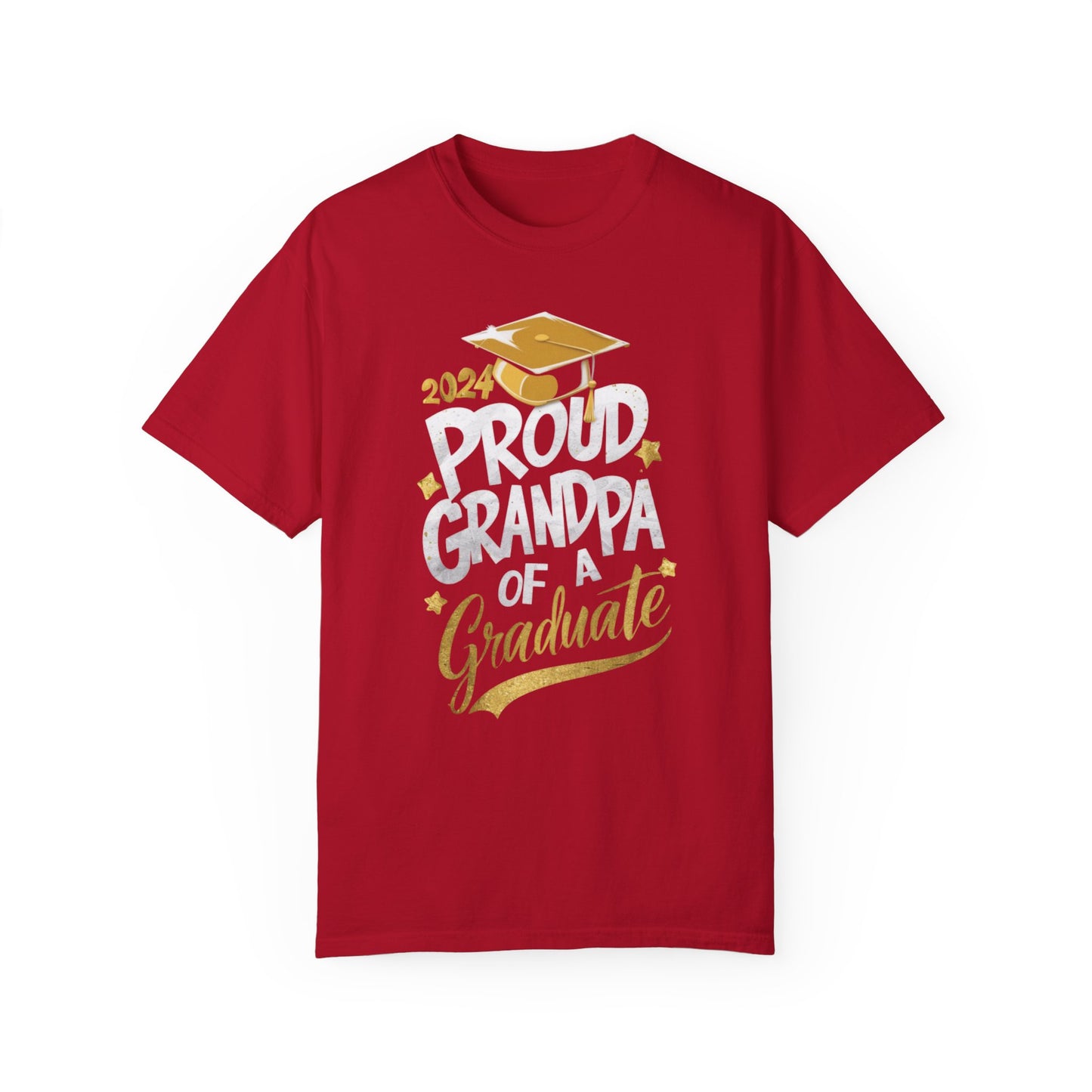 Proud Grandpa of a 2024 Graduate Unisex Garment-dyed T-shirt Cotton Funny Humorous Graphic Soft Premium Unisex Men Women Red T-shirt Birthday Gift-2