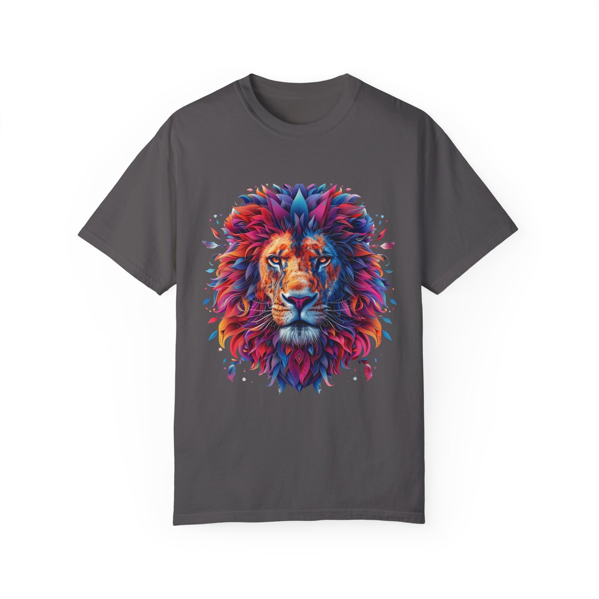 Lion Head Cool Graphic Design Novelty Unisex Garment-dyed T-shirt Cotton Funny Humorous Graphic Soft Premium Unisex Men Women Graphite T-shirt Birthday Gift-8