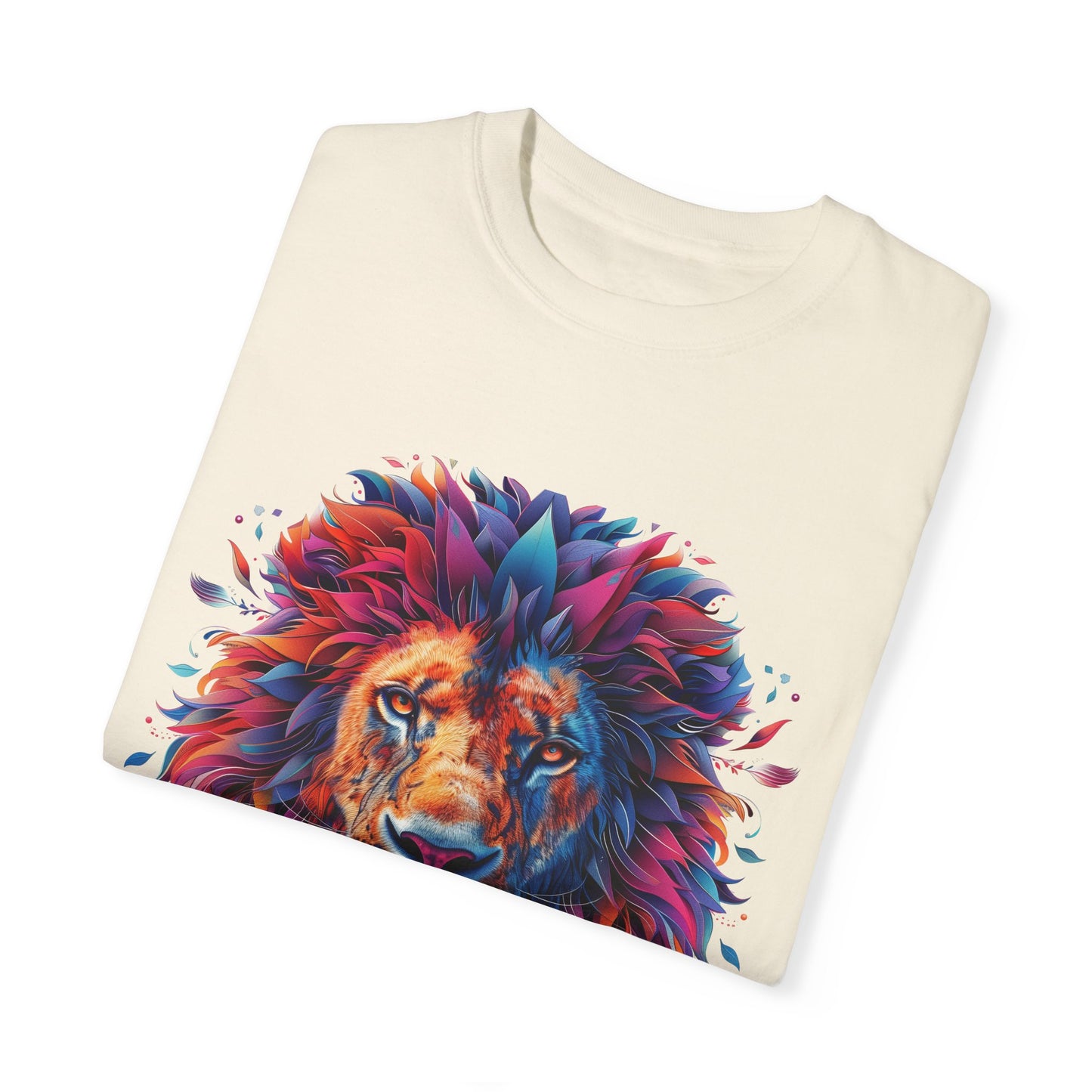 Lion Head Cool Graphic Design Novelty Unisex Garment-dyed T-shirt Cotton Funny Humorous Graphic Soft Premium Unisex Men Women Ivory T-shirt Birthday Gift-44