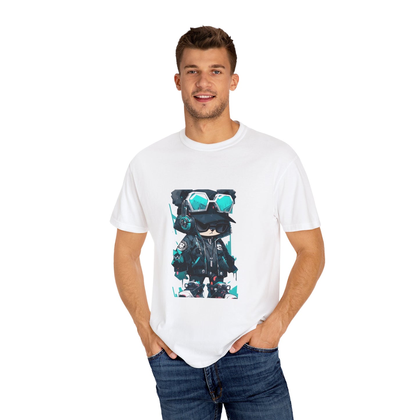 Hip Hop Teddy Bear Graphic Unisex Garment-dyed T-shirt Cotton Funny Humorous Graphic Soft Premium Unisex Men Women White T-shirt Birthday Gift-24