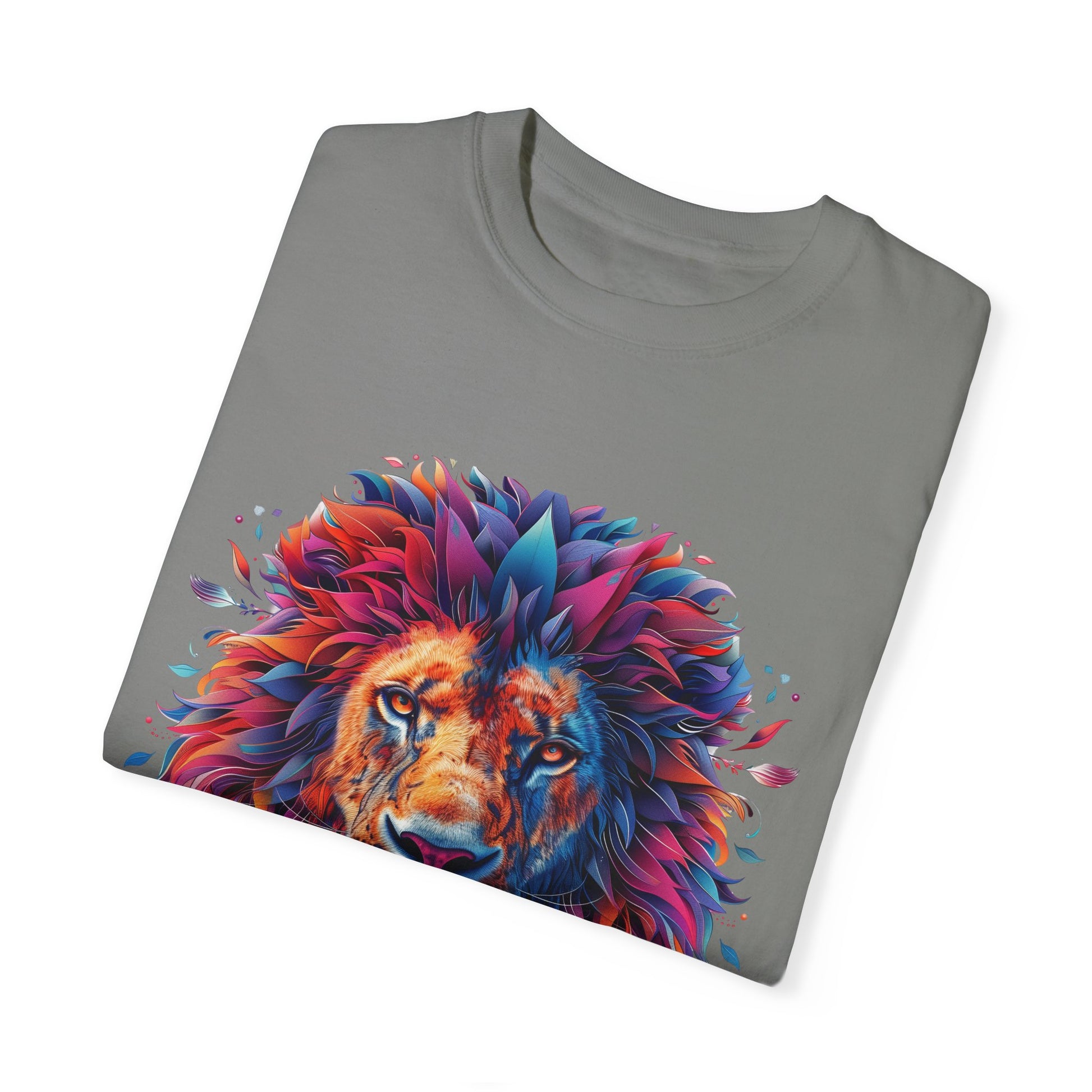 Lion Head Cool Graphic Design Novelty Unisex Garment-dyed T-shirt Cotton Funny Humorous Graphic Soft Premium Unisex Men Women Granite T-shirt Birthday Gift-26