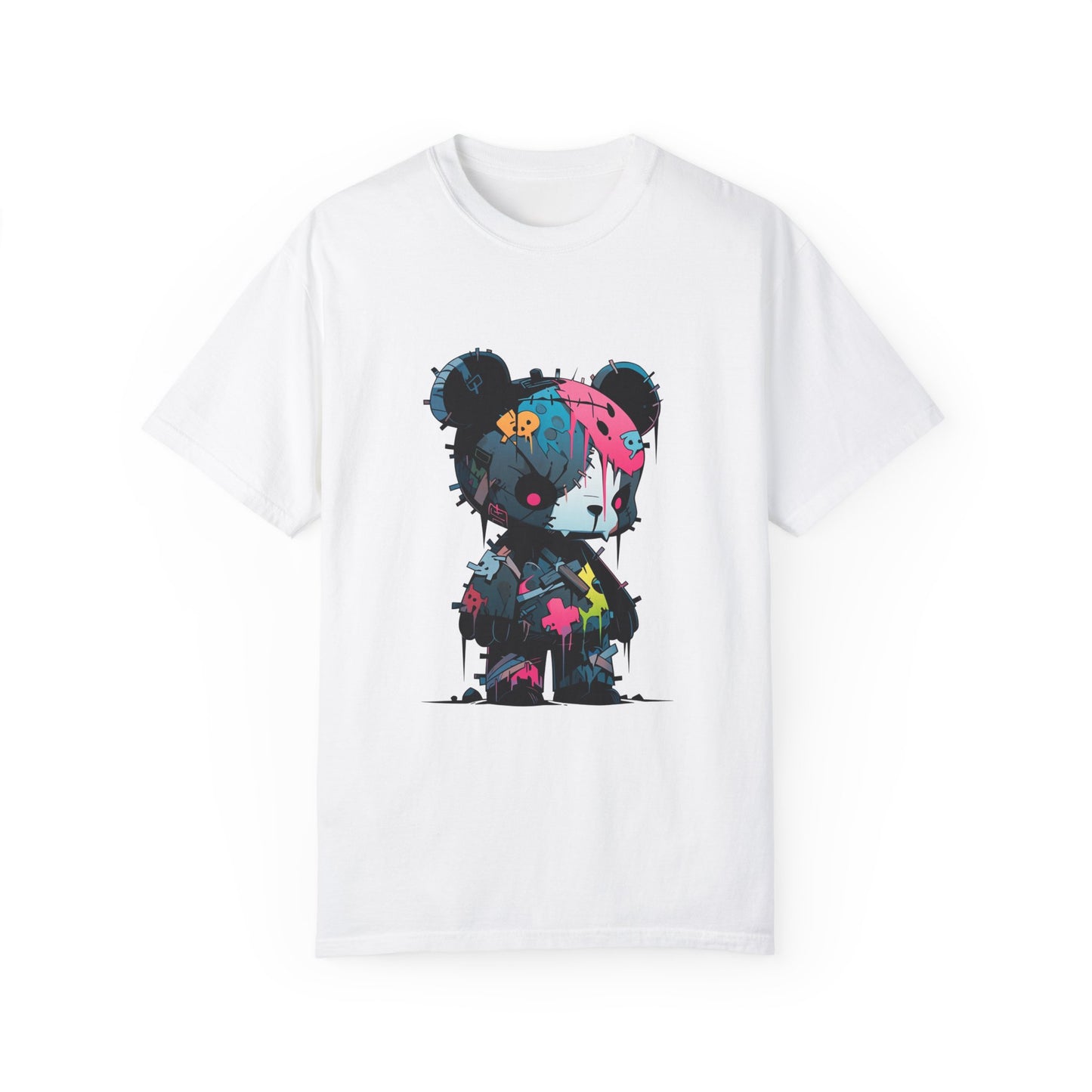 Hip Hop Teddy Bear Graphic Unisex Garment-dyed T-shirt Cotton Funny Humorous Graphic Soft Premium Unisex Men Women White T-shirt Birthday Gift-1