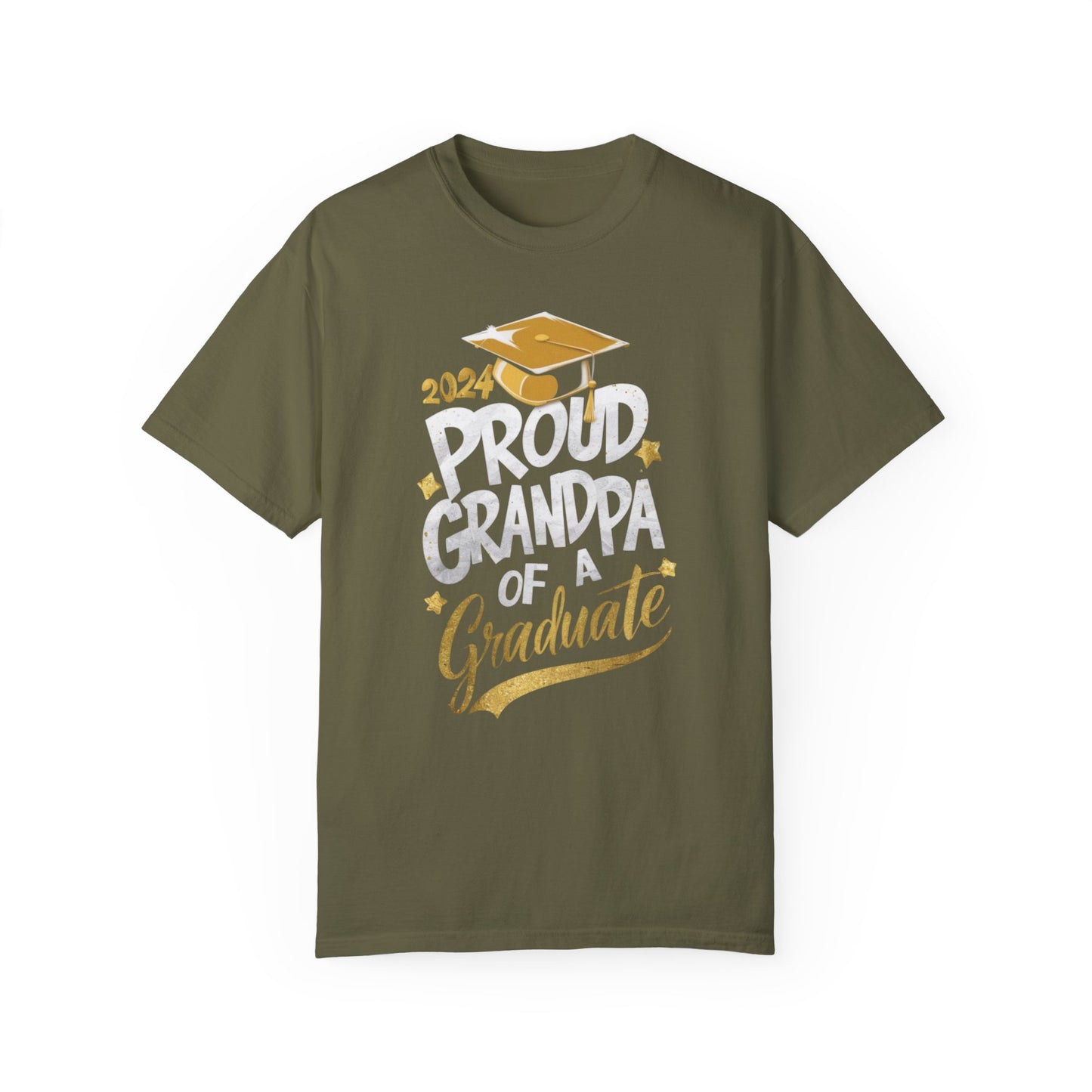 Proud Grandpa of a 2024 Graduate Unisex Garment-dyed T-shirt Cotton Funny Humorous Graphic Soft Premium Unisex Men Women Sage T-shirt Birthday Gift-13