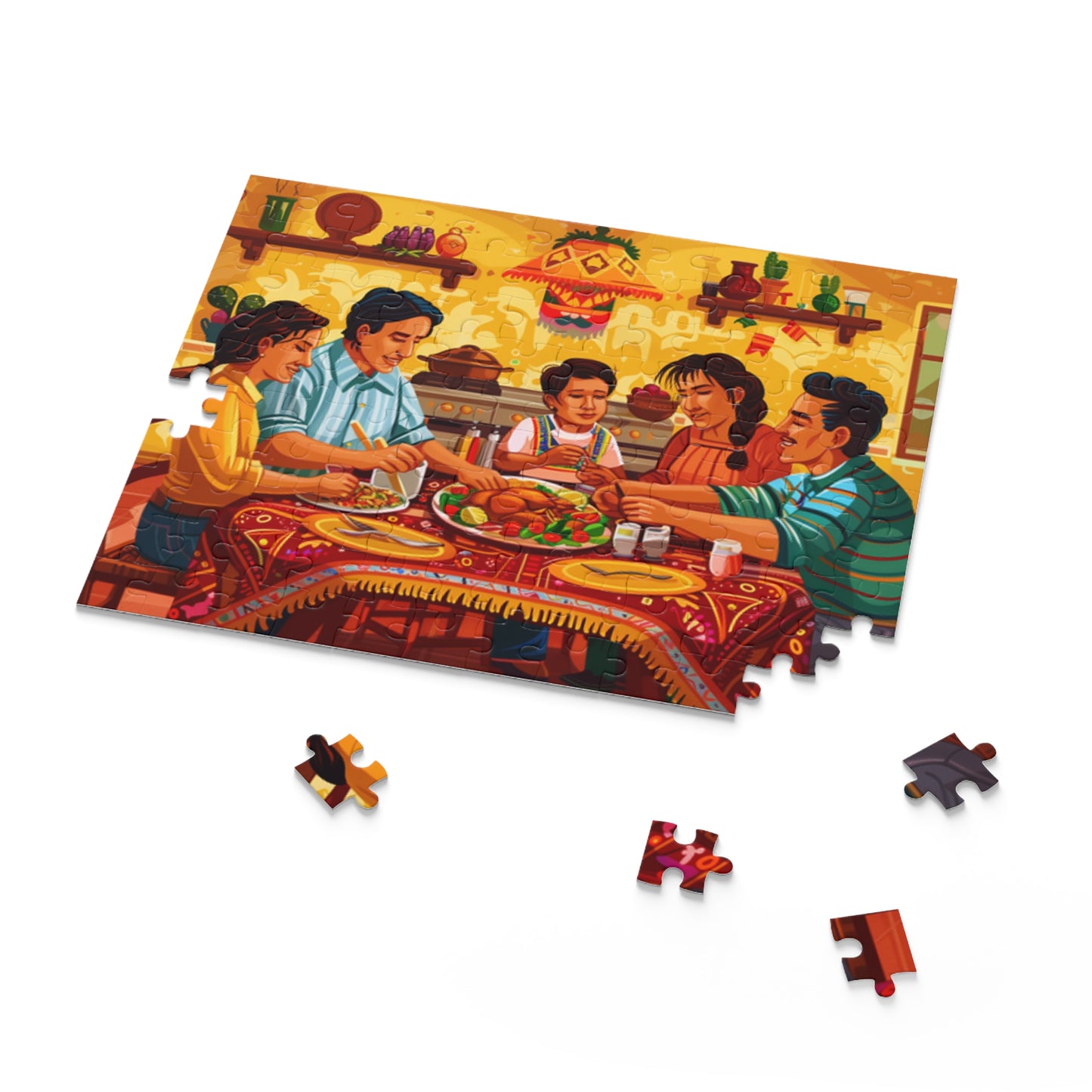 Mexican Family Member Sitting Retro Art Jigsaw Puzzle Adult Birthday Business Jigsaw Puzzle Gift for Him Funny Humorous Indoor Outdoor Game Gift For Her Online-7