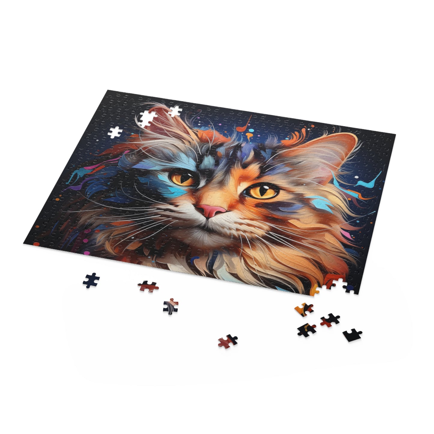 Watercolor Abstract Cat Jigsaw Puzzle for Boys, Girls, Kids Adult Birthday Business Jigsaw Puzzle Gift for Him Funny Humorous Indoor Outdoor Game Gift For Her Online-5