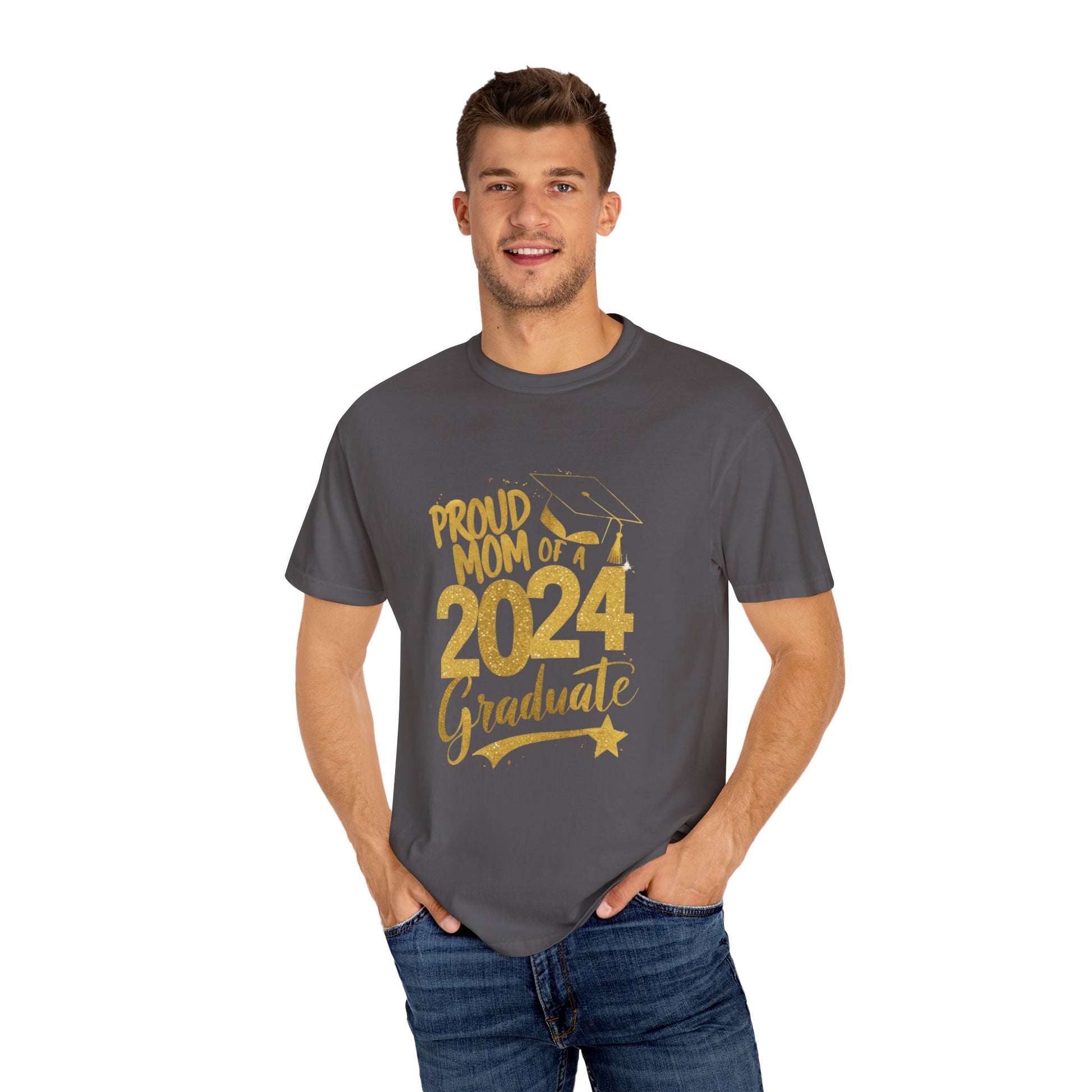 Proud of Mom 2024 Graduate Unisex Garment-dyed T-shirt Cotton Funny Humorous Graphic Soft Premium Unisex Men Women Graphite T-shirt Birthday Gift-39
