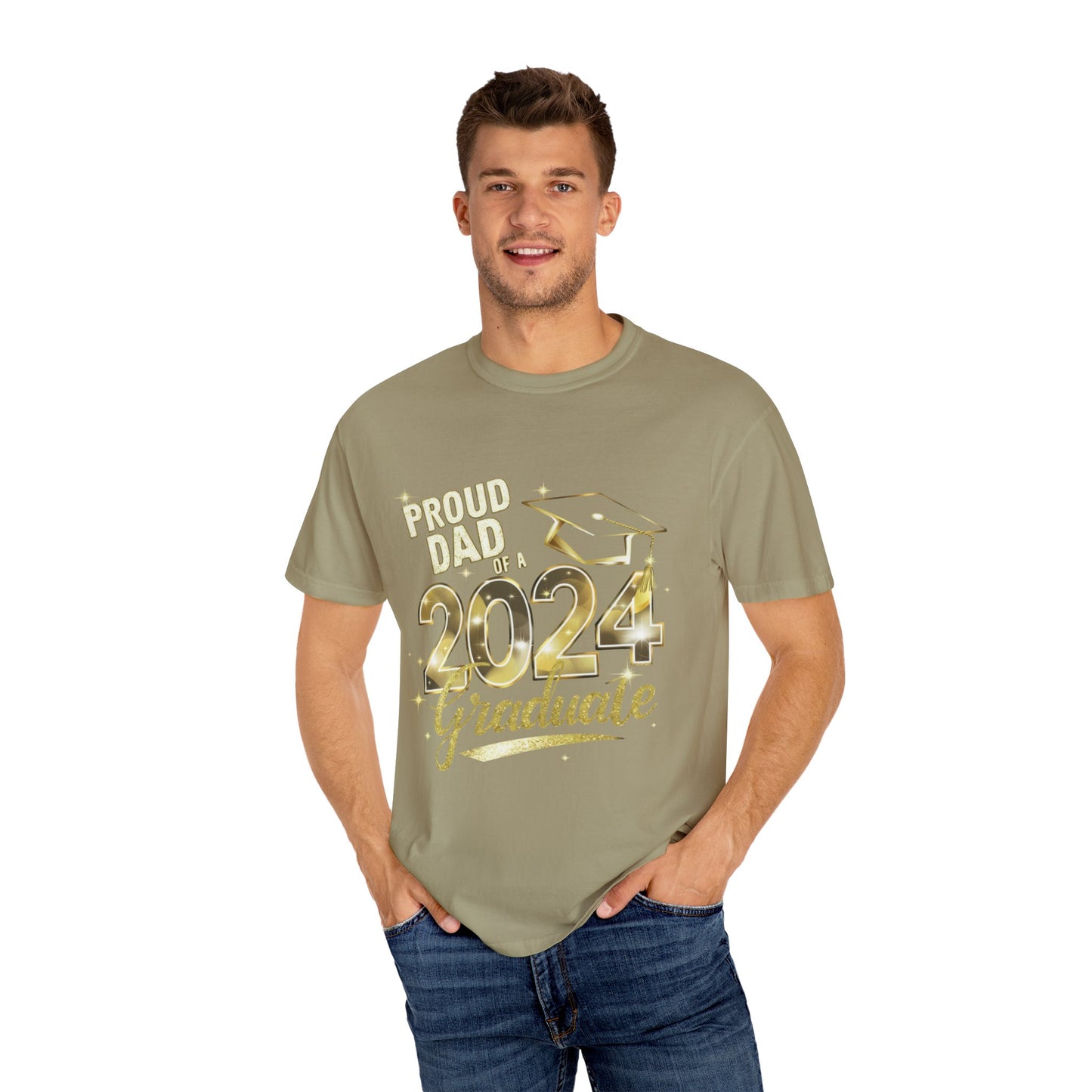 Proud of Dad 2024 Graduate Unisex Garment-dyed T-shirt Cotton Funny Humorous Graphic Soft Premium Unisex Men Women Khaki T-shirt Birthday Gift-48