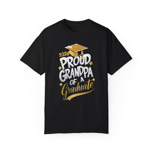 Proud Grandpa of a 2024 Graduate Unisex Garment-dyed T-shirt Cotton Funny Humorous Graphic Soft Premium Unisex Men Women Black T-shirt Birthday Gift-1