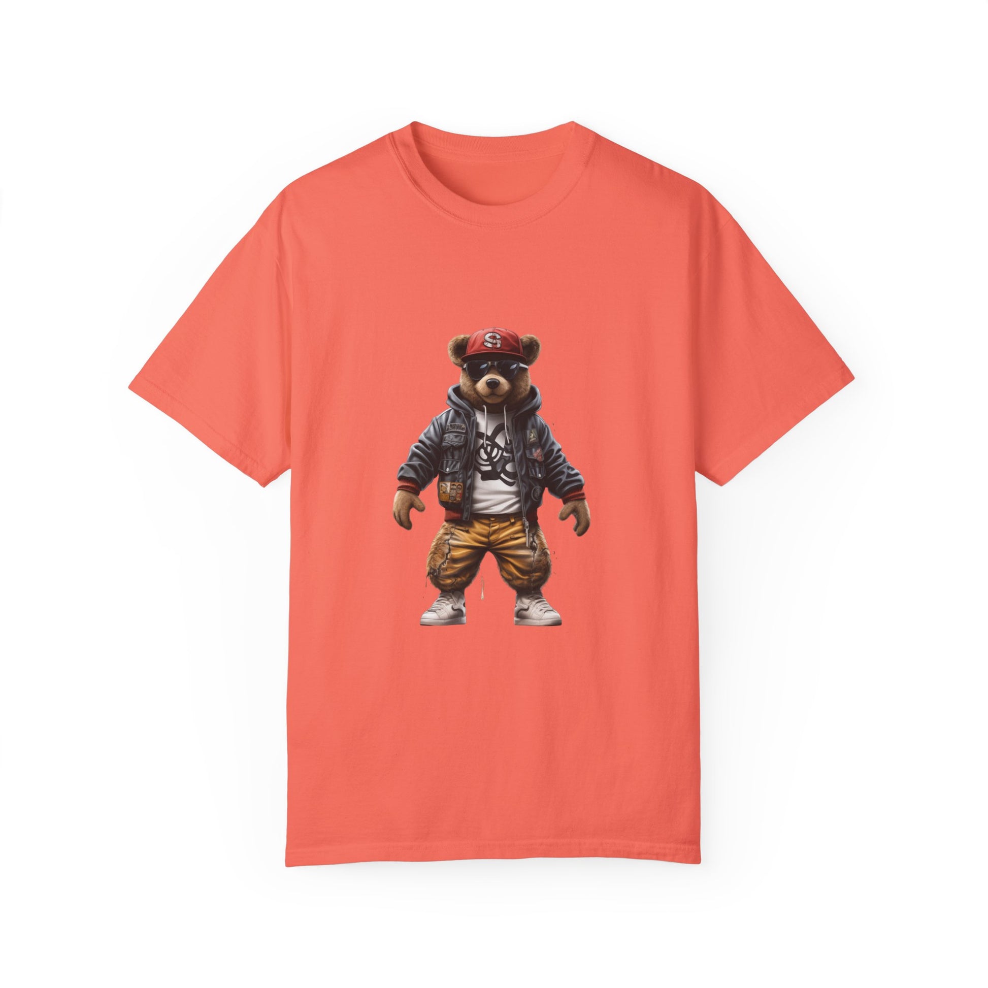 Hip Hop Teddy Bear Graphic Unisex Garment-dyed T-shirt Cotton Funny Humorous Graphic Soft Premium Unisex Men Women Bright Salmon T-shirt Birthday Gift-6