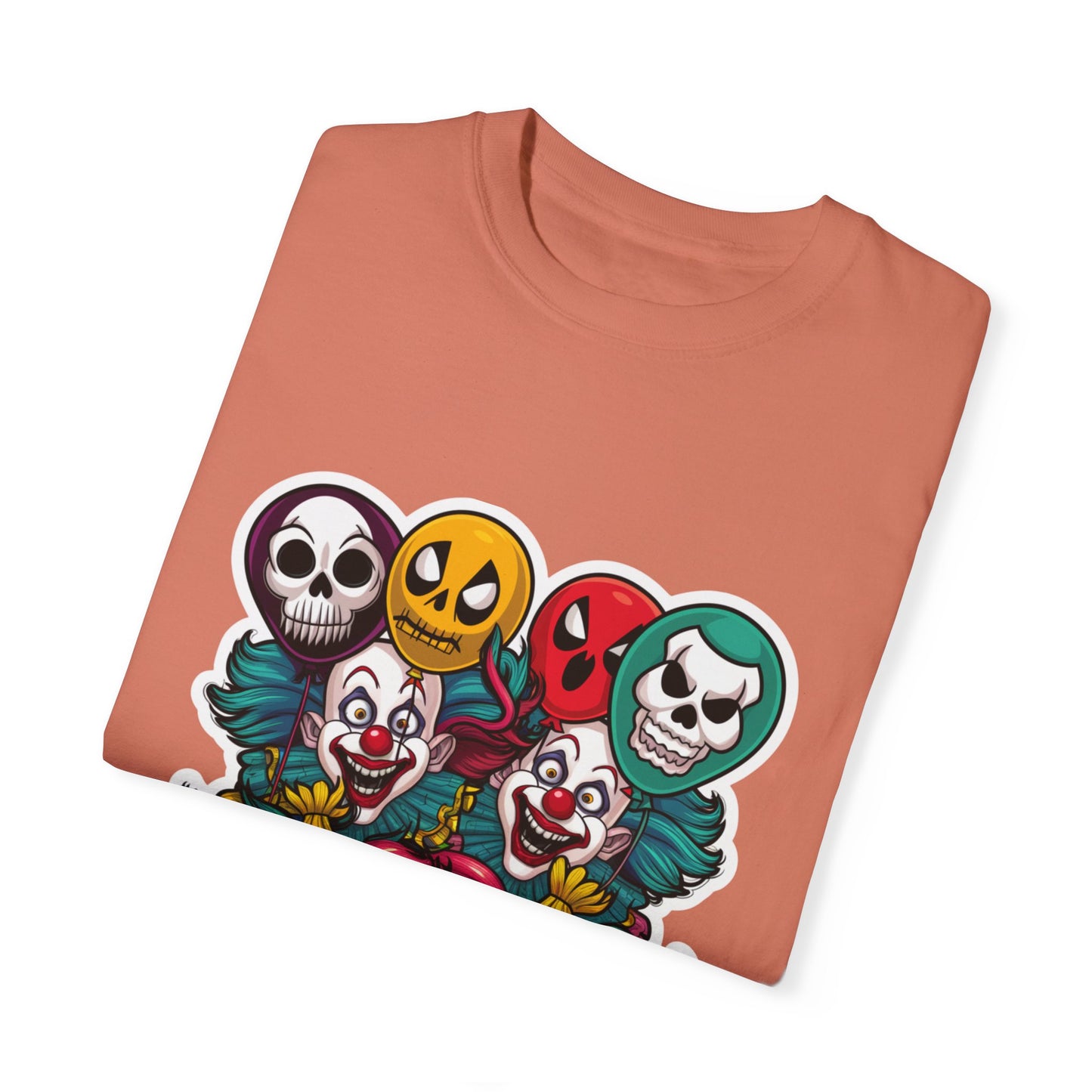 Funny Horror Scary Clown Face Urban Sarcastic Graphic Unisex Garment Dyed T-shirt Cotton Funny Humorous Graphic Soft Premium Unisex Men Women Terracotta T-shirt Birthday Gift-56