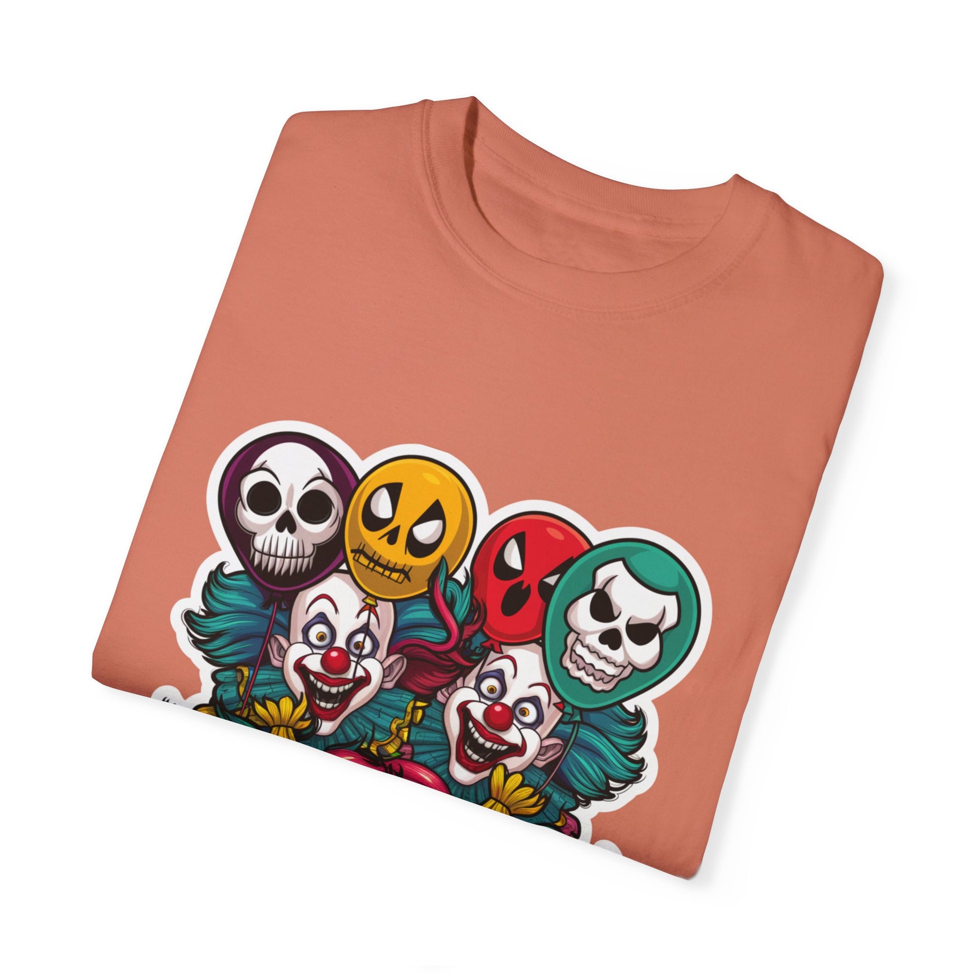 Funny Horror Scary Clown Face Urban Sarcastic Graphic Unisex Garment Dyed T-shirt Cotton Funny Humorous Graphic Soft Premium Unisex Men Women Terracotta T-shirt Birthday Gift-56