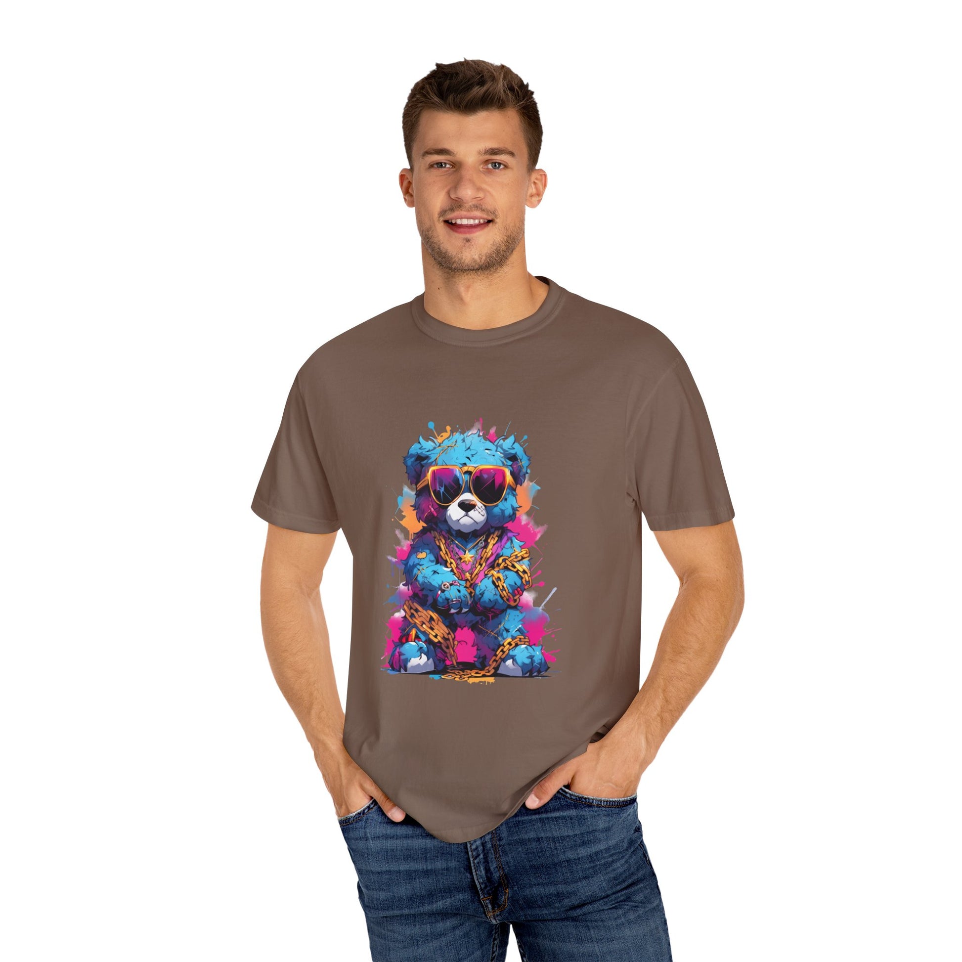 Hip Hop Teddy Bear Graphic Unisex Garment-dyed T-shirt Cotton Funny Humorous Graphic Soft Premium Unisex Men Women Espresso T-shirt Birthday Gift-60