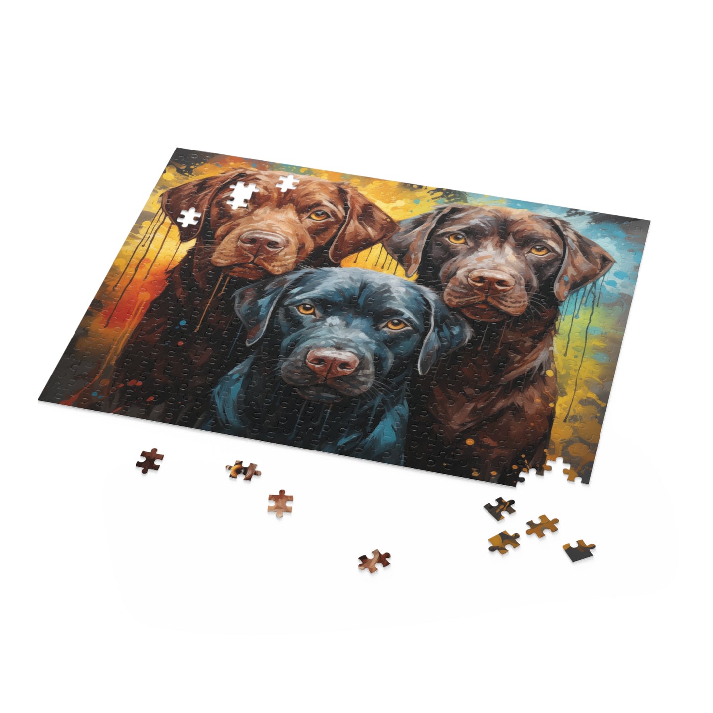 Labrador Abstract Watercolor Vibrant Jigsaw Dog Puzzle Adult Birthday Business Jigsaw Puzzle Gift for Him Funny Humorous Indoor Outdoor Game Gift For Her Online-5