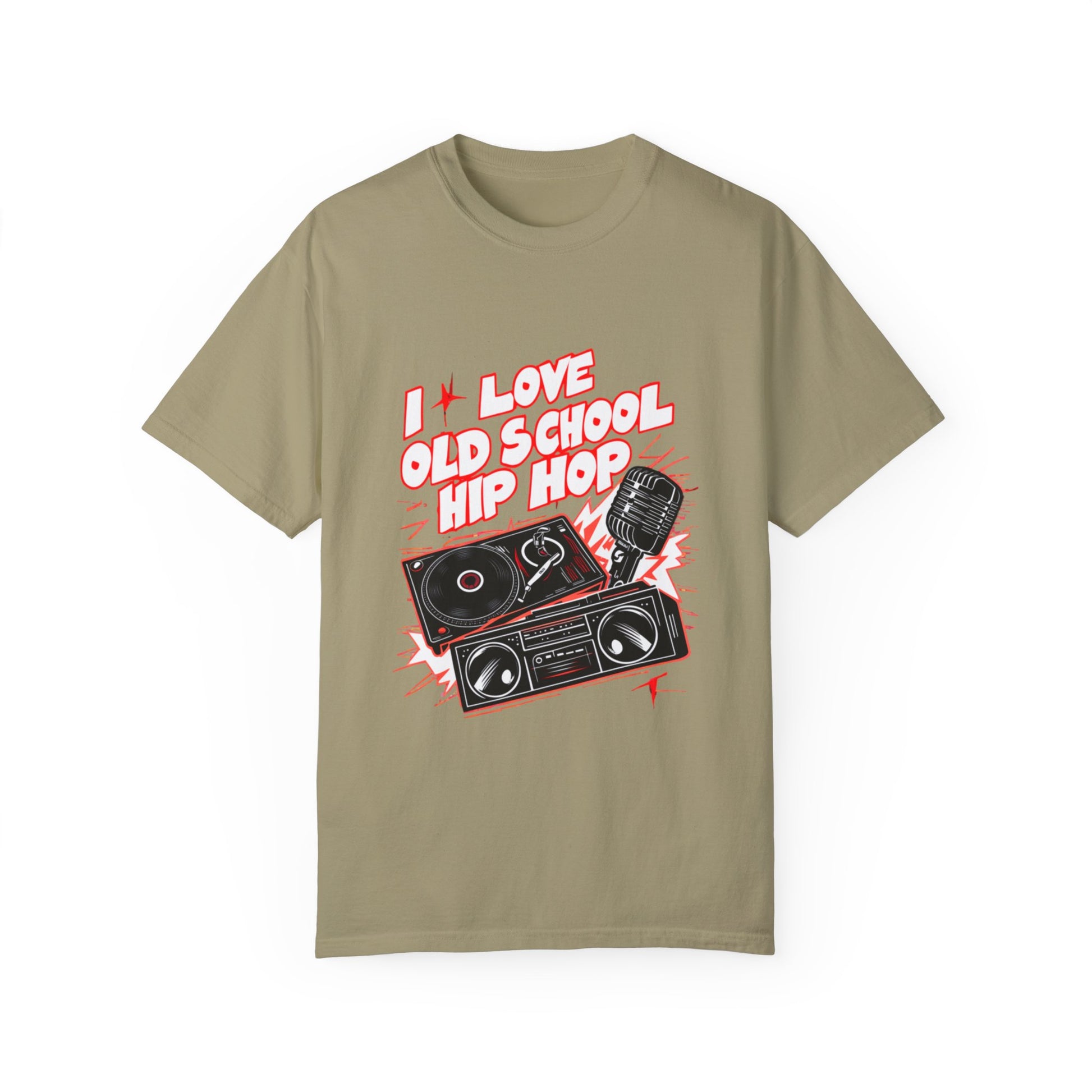 I Love Old School Hip Hop Graphic Unisex Garment-dyed T-shirt Cotton Funny Humorous Graphic Soft Premium Unisex Men Women Khaki T-shirt Birthday Gift-11