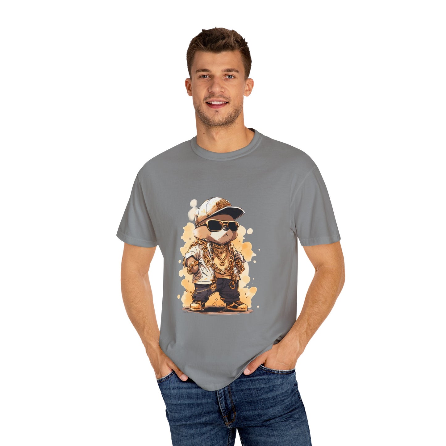 Hip Hop Teddy Bear Graphic Unisex Garment-dyed T-shirt Cotton Funny Humorous Graphic Soft Premium Unisex Men Women Granite T-shirt Birthday Gift-27