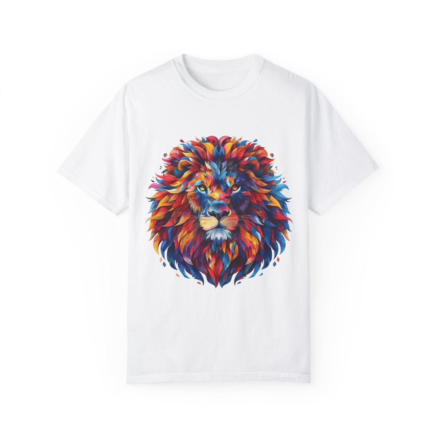 Lion Head Cool Graphic Design Novelty Unisex Garment-dyed T-shirt Cotton Funny Humorous Graphic Soft Premium Unisex Men Women White T-shirt Birthday Gift-3