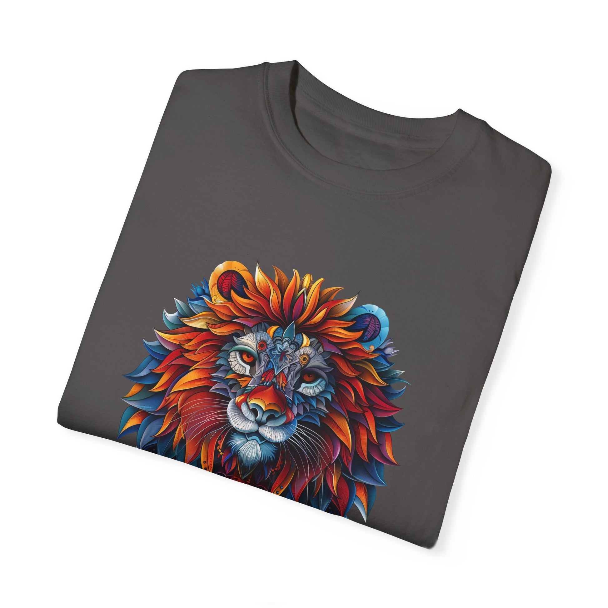 Lion Head Cool Graphic Design Novelty Unisex Garment-dyed T-shirt Cotton Funny Humorous Graphic Soft Premium Unisex Men Women Graphite T-shirt Birthday Gift-38
