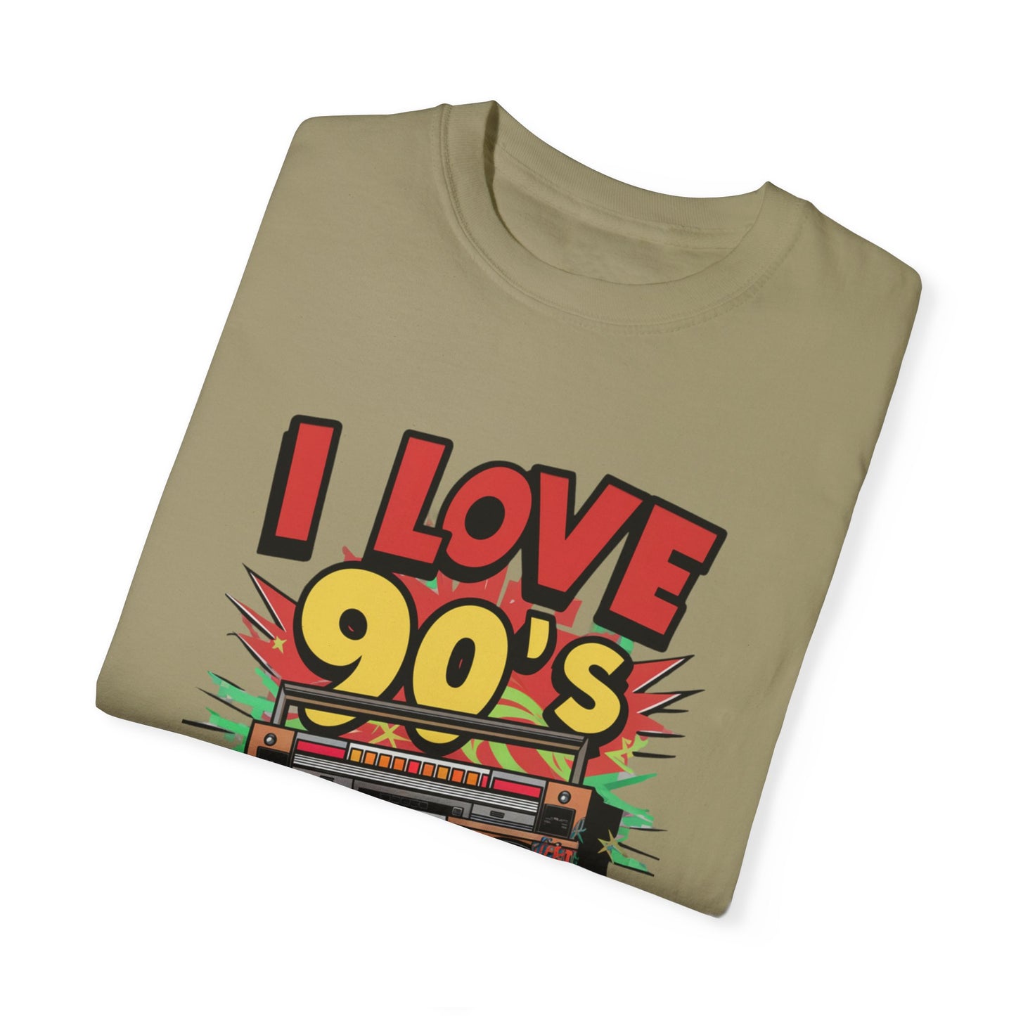 I Love 90's Hip Hop Graphic Unisex Garment-dyed T-shirt Cotton Funny Humorous Graphic Soft Premium Unisex Men Women Khaki T-shirt Birthday Gift-47