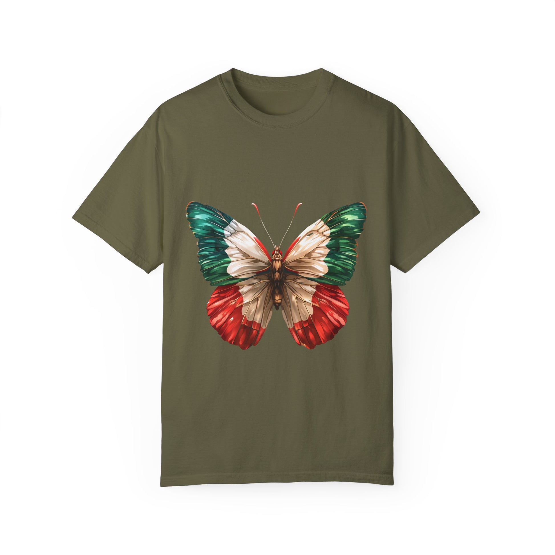 Mexico Flag Butterfly Graphic Unisex Garment Dyed T-shirt Cotton Funny Humorous Graphic Soft Premium Unisex Men Women Sage T-shirt Birthday Gift-13