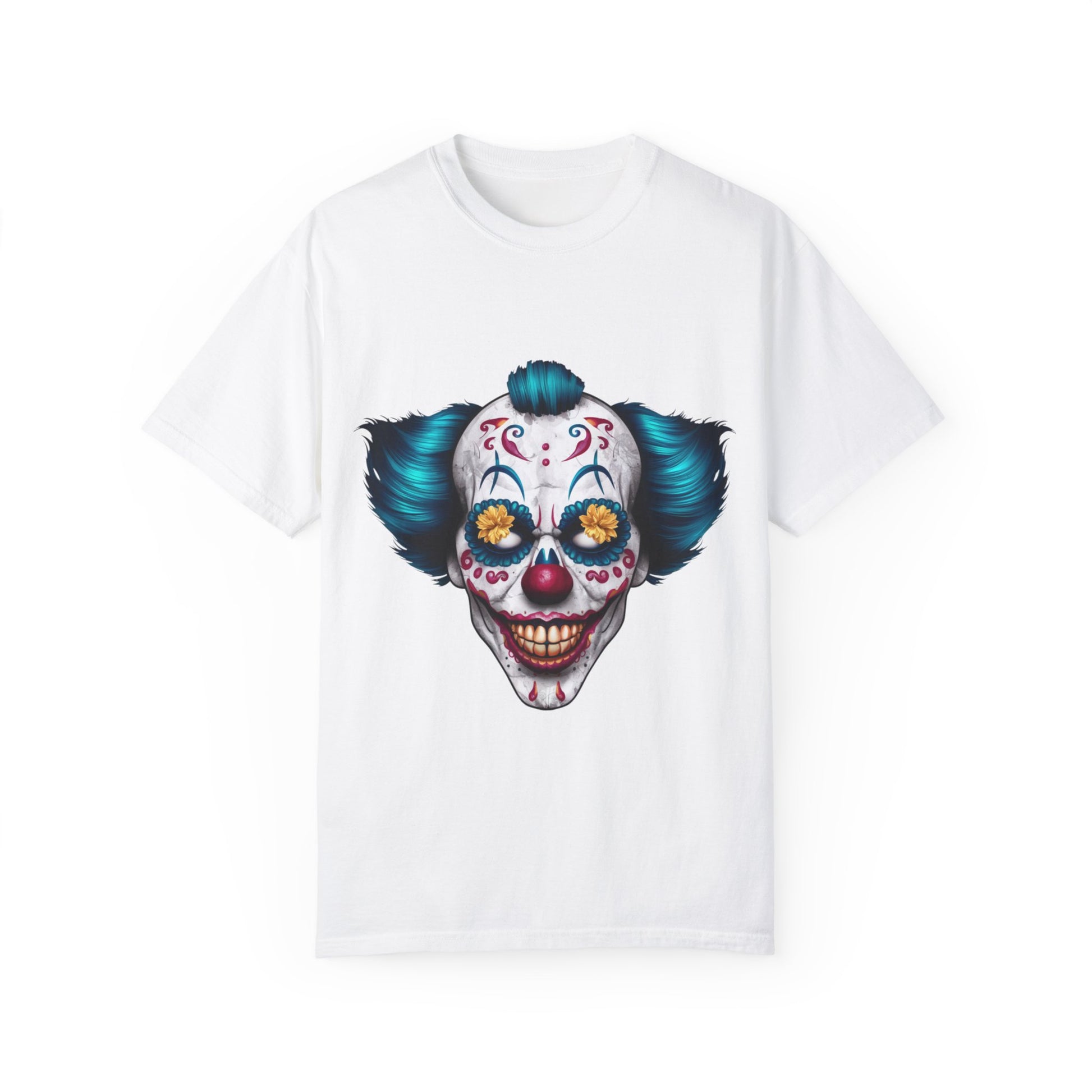 Funny Horror Scary Clown Face Urban Sarcastic Graphic Unisex Garment Dyed T-shirt Cotton Funny Humorous Graphic Soft Premium Unisex Men Women White T-shirt Birthday Gift-3