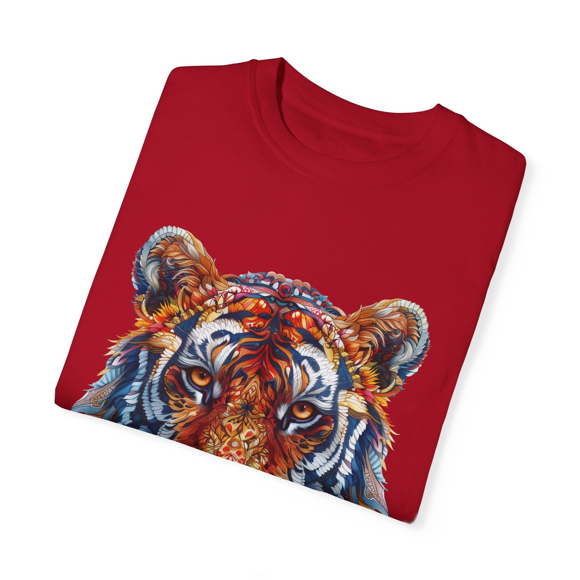 Lion Head Cool Graphic Design Novelty Unisex Garment-dyed T-shirt Cotton Funny Humorous Graphic Soft Premium Unisex Men Women Red T-shirt Birthday Gift-20
