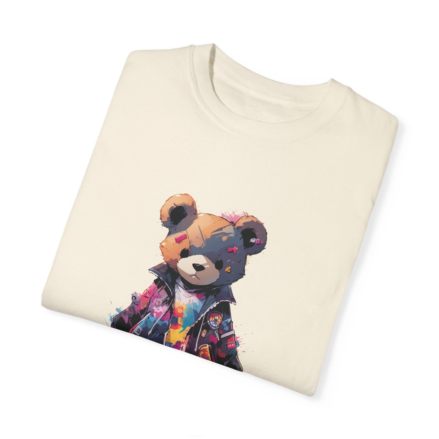 Hip Hop Teddy Bear Graphic Unisex Garment-dyed T-shirt Cotton Funny Humorous Graphic Soft Premium Unisex Men Women Ivory T-shirt Birthday Gift-44