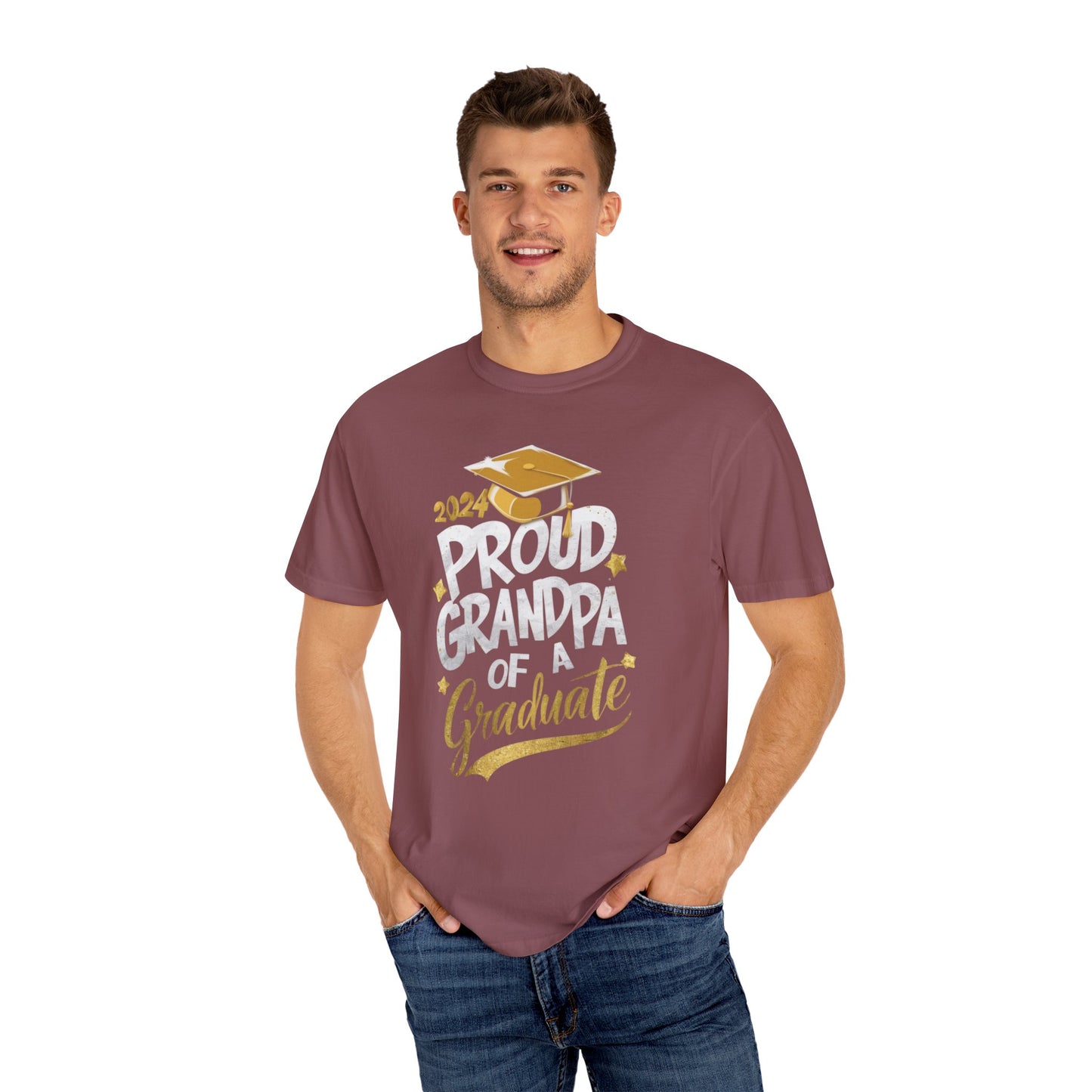 Proud Grandpa of a 2024 Graduate Unisex Garment-dyed T-shirt Cotton Funny Humorous Graphic Soft Premium Unisex Men Women Brick T-shirt Birthday Gift-30