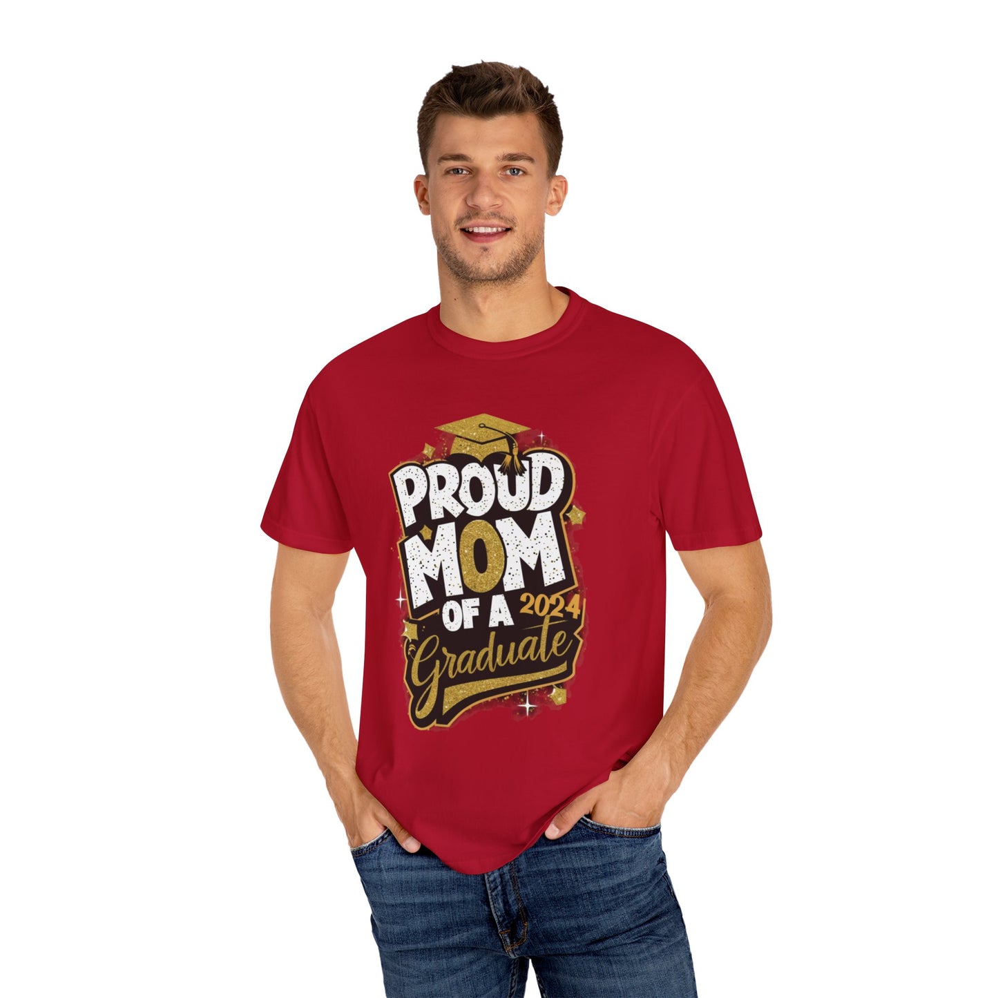 Proud Mom of a 2024 Graduate Unisex Garment-dyed T-shirt Cotton Funny Humorous Graphic Soft Premium Unisex Men Women Red T-shirt Birthday Gift-21