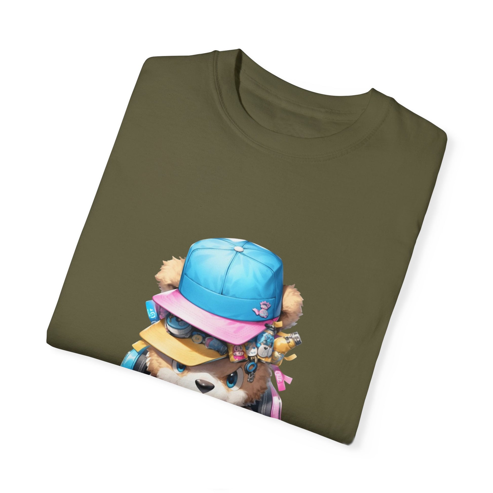 Hip Hop Teddy Bear Graphic Unisex Garment-dyed T-shirt Cotton Funny Humorous Graphic Soft Premium Unisex Men Women Sage T-shirt Birthday Gift-53