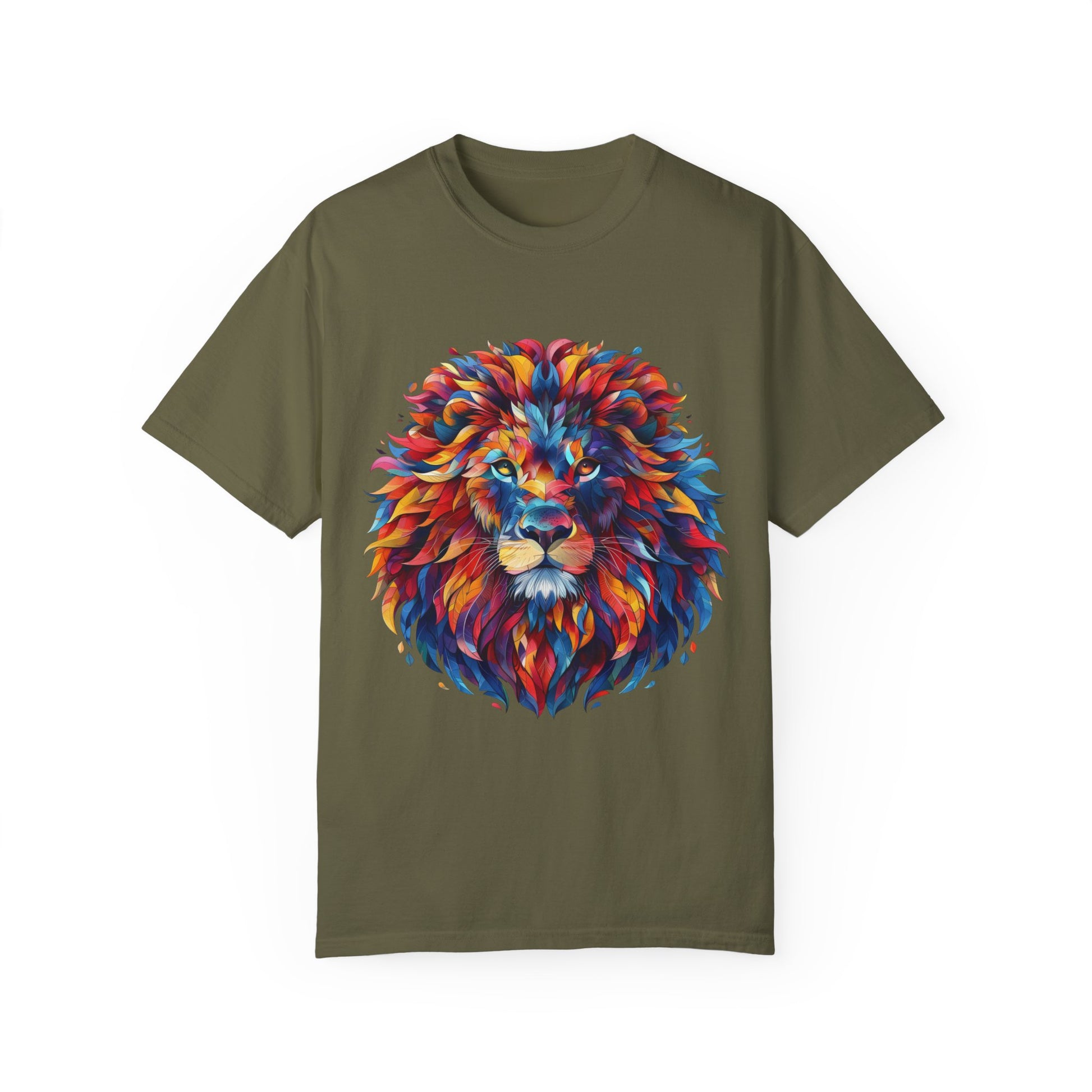 Lion Head Cool Graphic Design Novelty Unisex Garment-dyed T-shirt Cotton Funny Humorous Graphic Soft Premium Unisex Men Women Sage T-shirt Birthday Gift-13