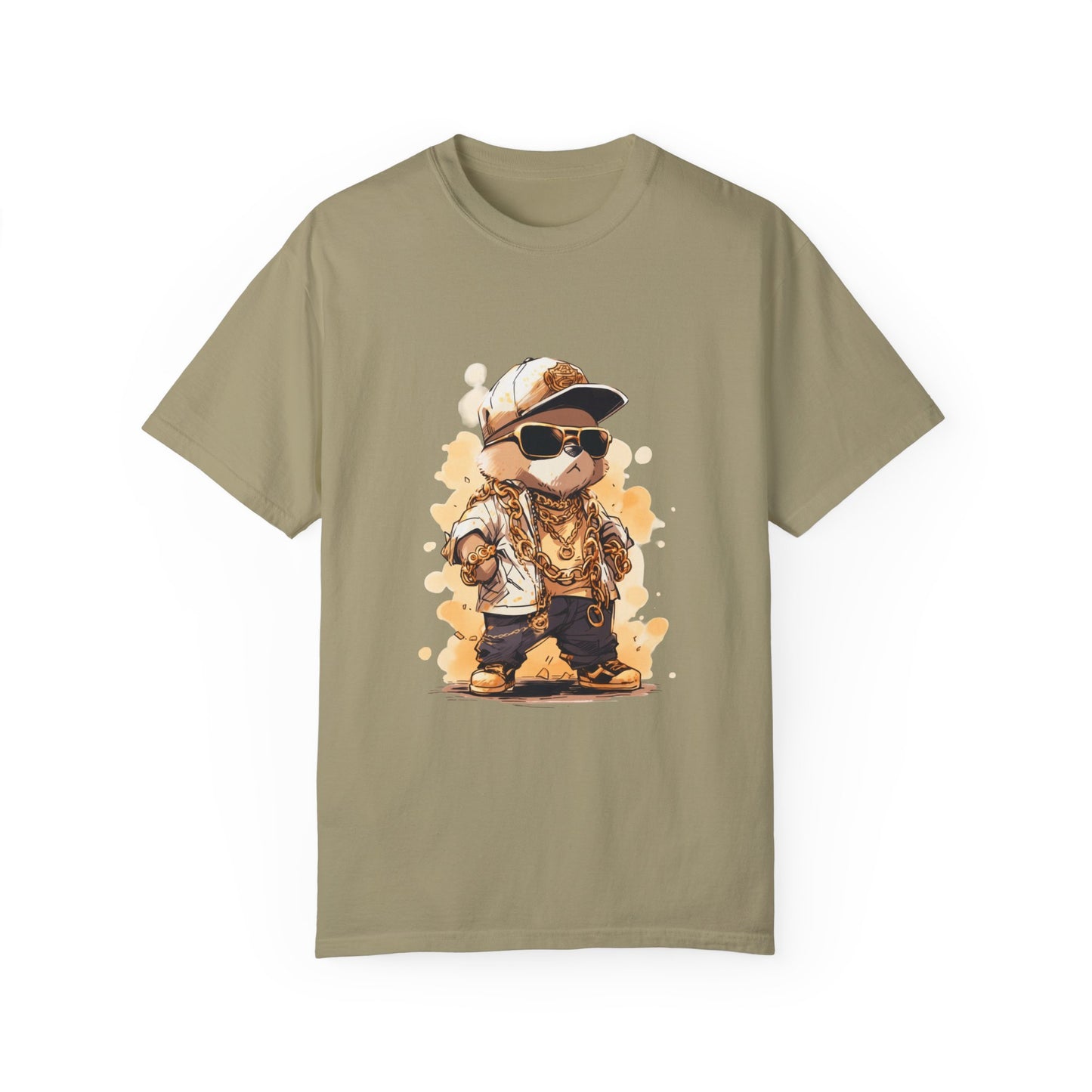 Hip Hop Teddy Bear Graphic Unisex Garment-dyed T-shirt Cotton Funny Humorous Graphic Soft Premium Unisex Men Women Khaki T-shirt Birthday Gift-11