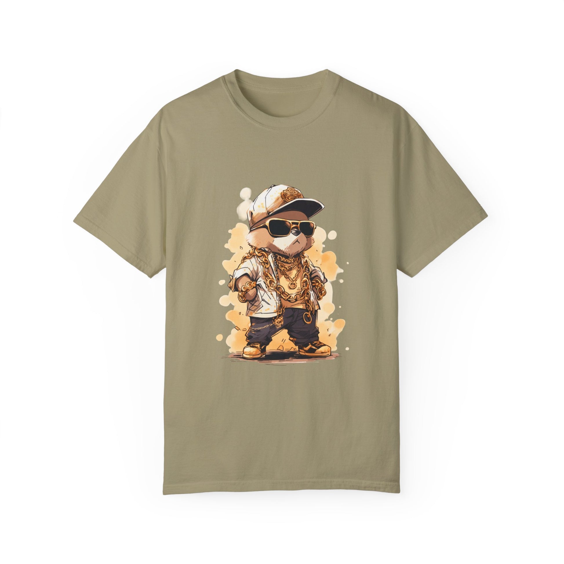 Hip Hop Teddy Bear Graphic Unisex Garment-dyed T-shirt Cotton Funny Humorous Graphic Soft Premium Unisex Men Women Khaki T-shirt Birthday Gift-11