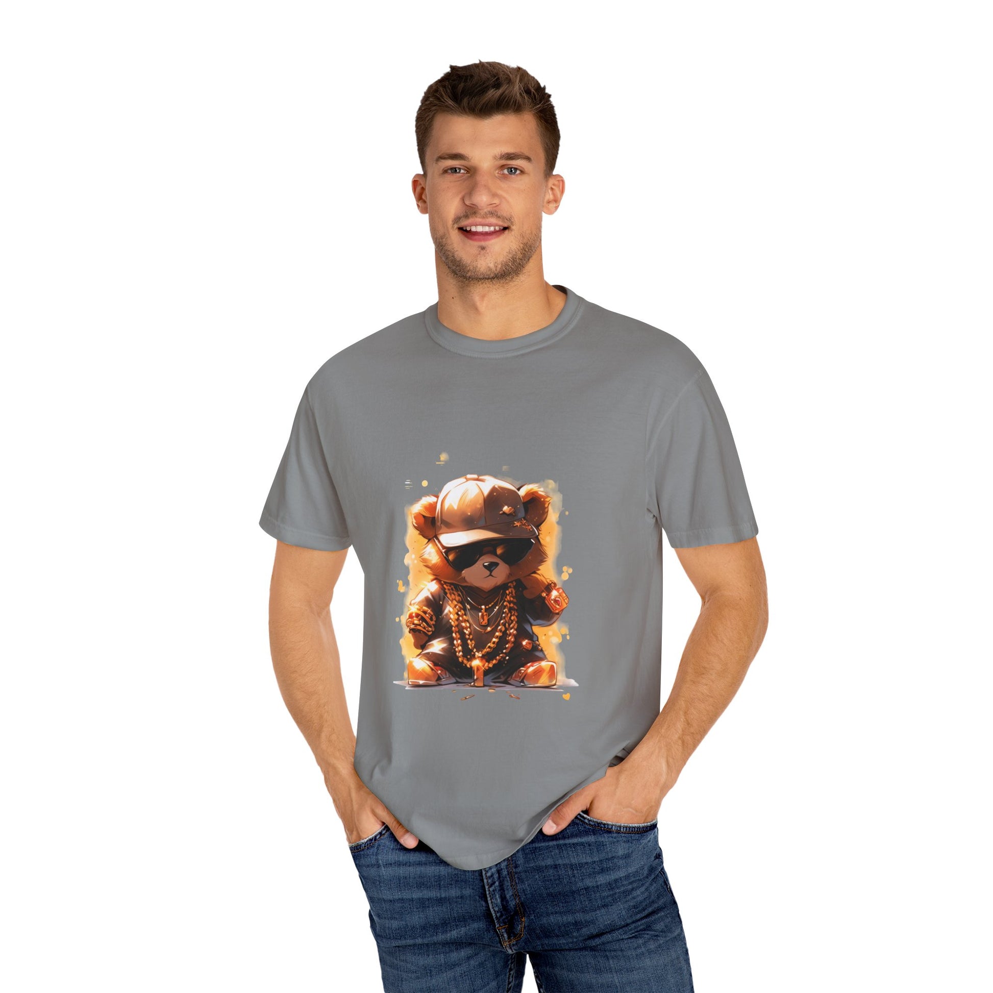 Hip Hop Teddy Bear Graphic Unisex Garment-dyed T-shirt Cotton Funny Humorous Graphic Soft Premium Unisex Men Women Granite T-shirt Birthday Gift-27