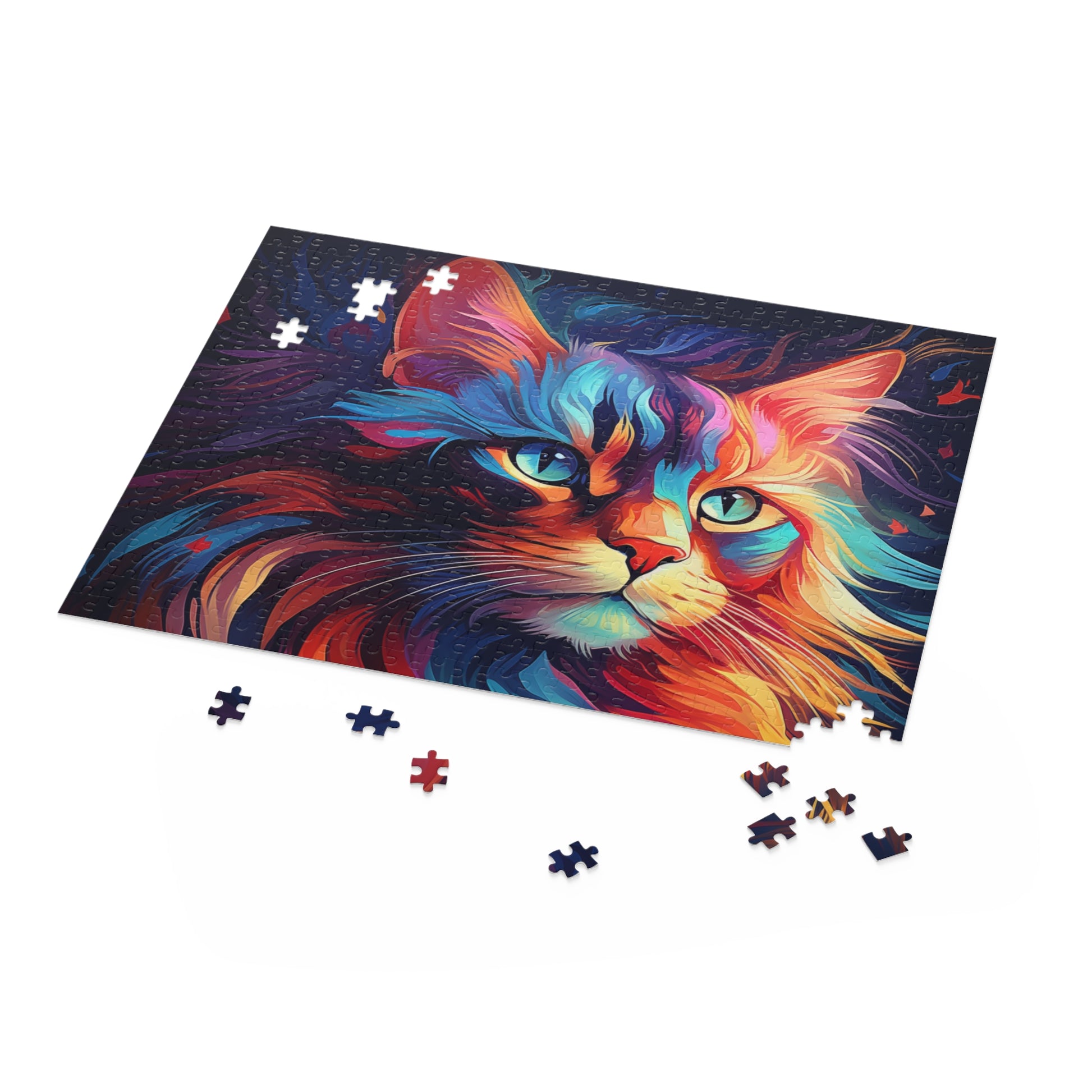 Vibrant Abstract Watercolor Cat Jigsaw Puzzle for Boys, Girls, Kids Adult Birthday Business Jigsaw Puzzle Gift for Him Funny Humorous Indoor Outdoor Game Gift For Her Online-5
