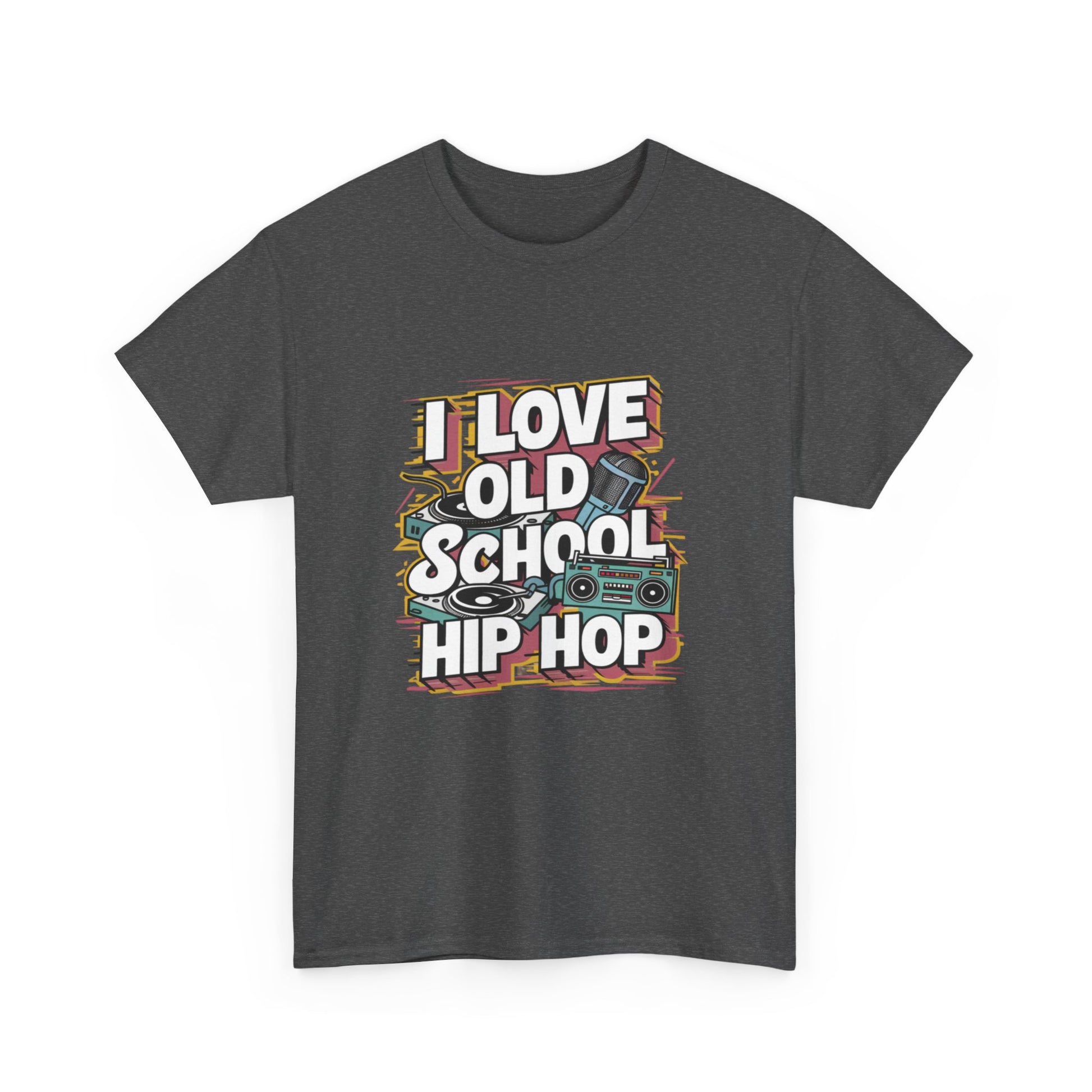 I Love Old School Hip Hop Urban Graphic Unisex Heavy Cotton Tee Cotton Funny Humorous Graphic Soft Premium Unisex Men Women Dark Heather T-shirt Birthday Gift-24