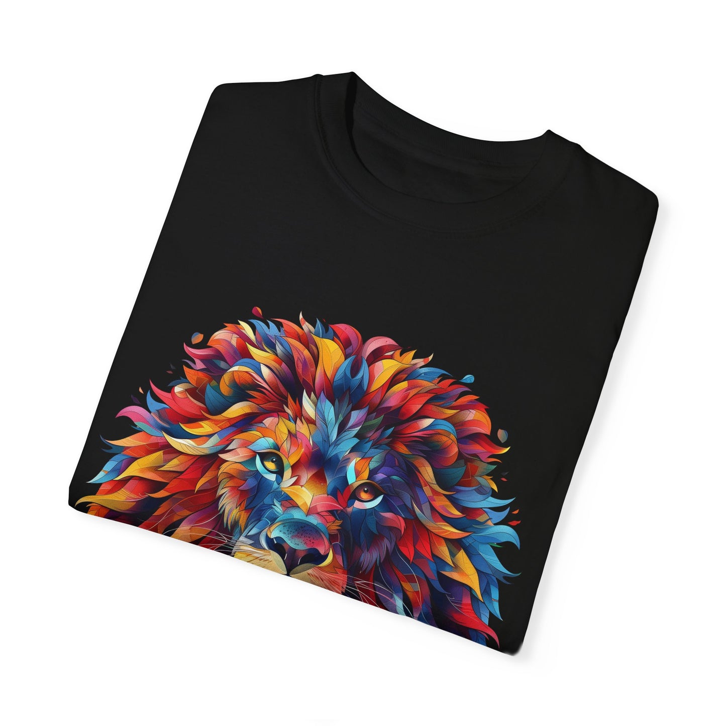 Lion Head Cool Graphic Design Novelty Unisex Garment-dyed T-shirt Cotton Funny Humorous Graphic Soft Premium Unisex Men Women Black T-shirt Birthday Gift-17